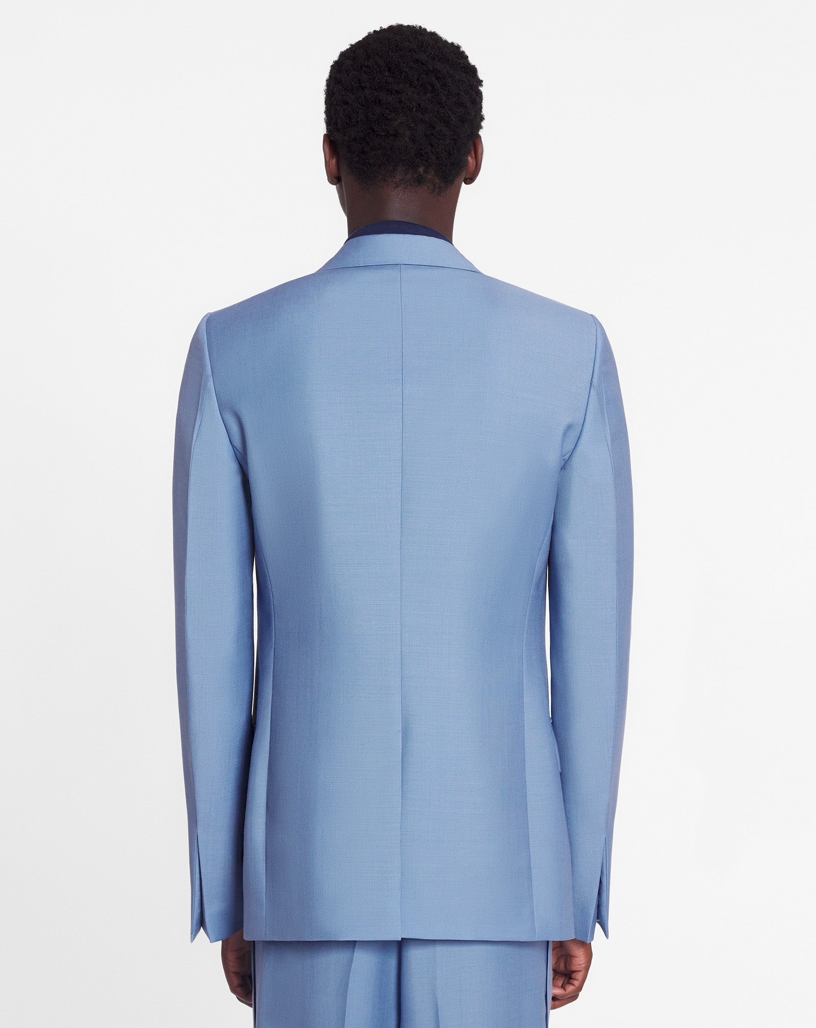 LANVIN MEN'S BLUE VIRGIN WOOL SINGLE-BREASTED JACKET