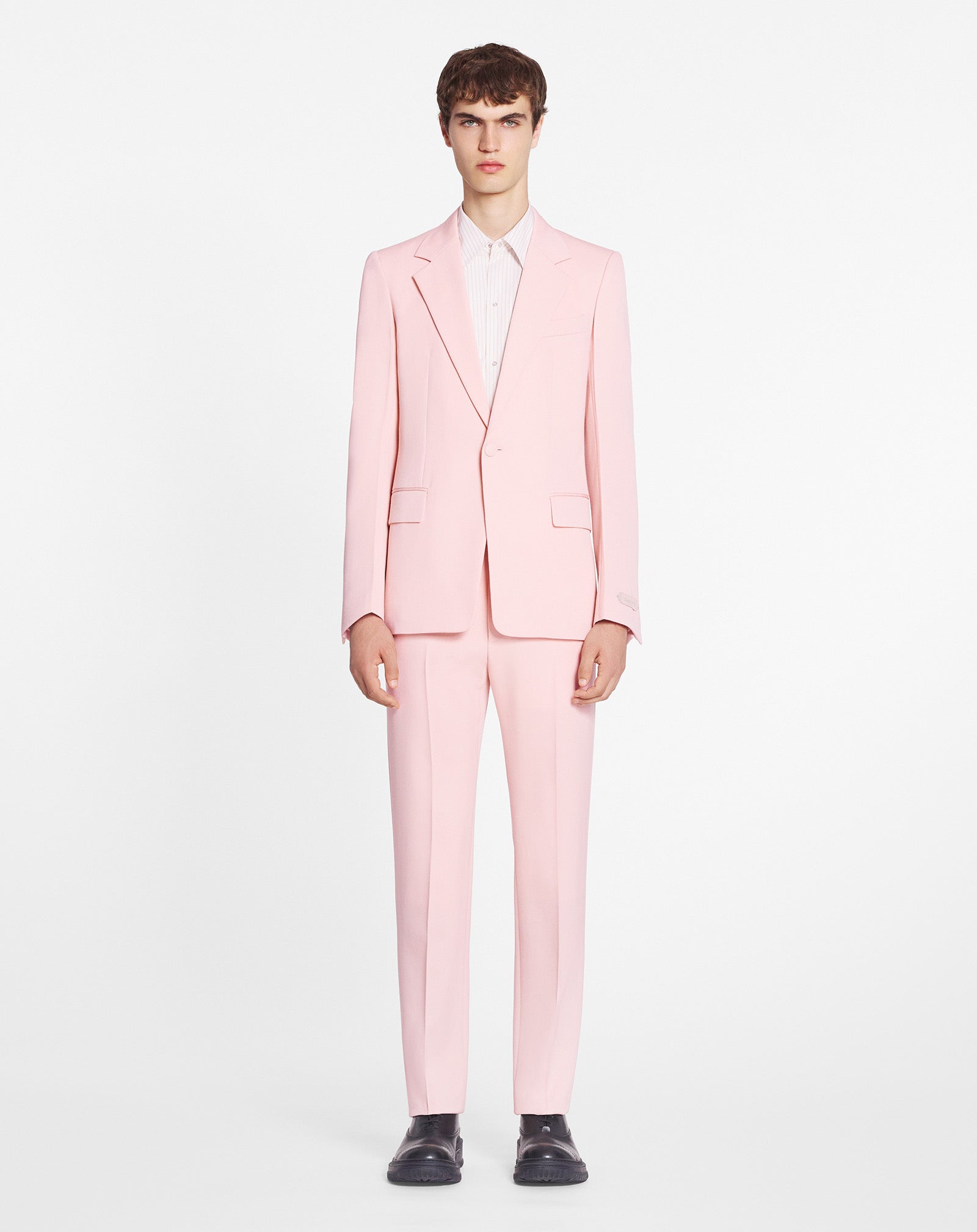 LANVIN MEN'S ROSÉ WOOL SINGLE-BREASTED JACKET