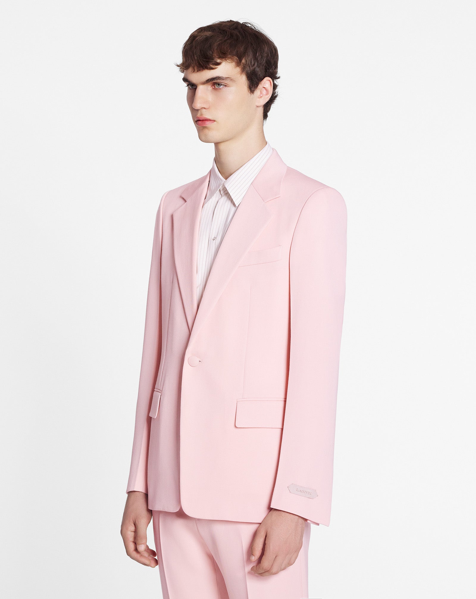 LANVIN MEN'S ROSÉ WOOL SINGLE-BREASTED JACKET
