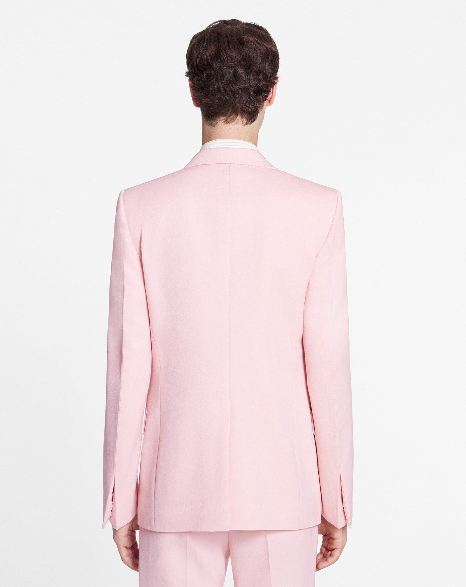 LANVIN MEN'S ROSÉ WOOL SINGLE-BREASTED JACKET