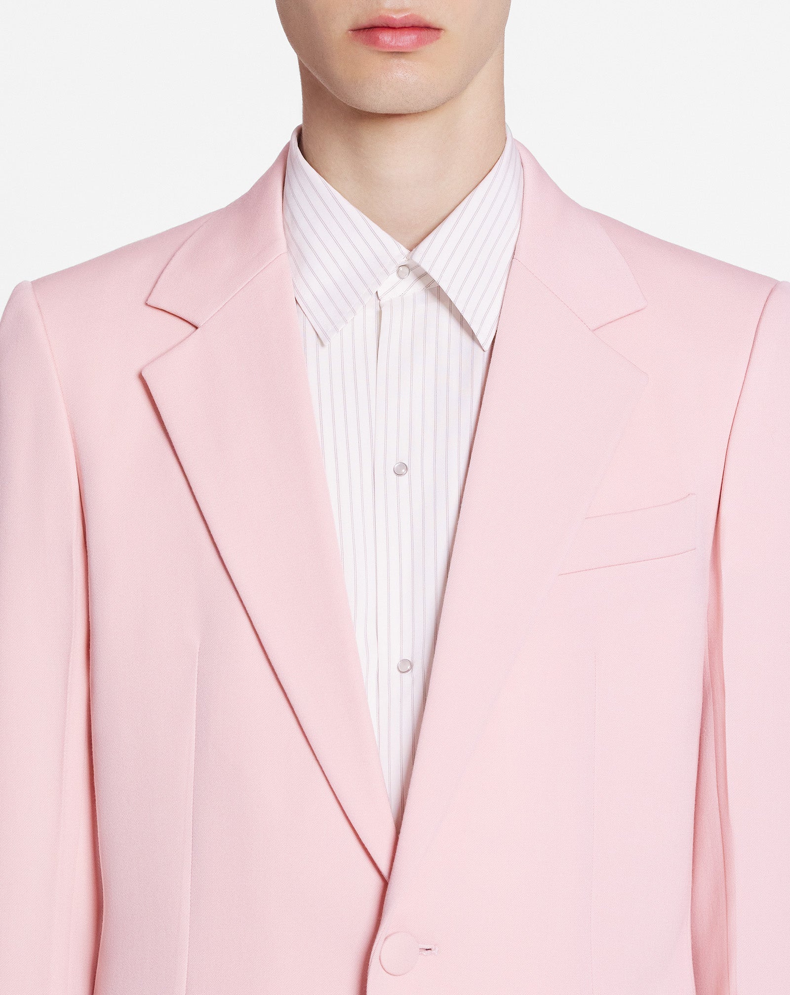 LANVIN MEN'S ROSÉ WOOL SINGLE-BREASTED JACKET