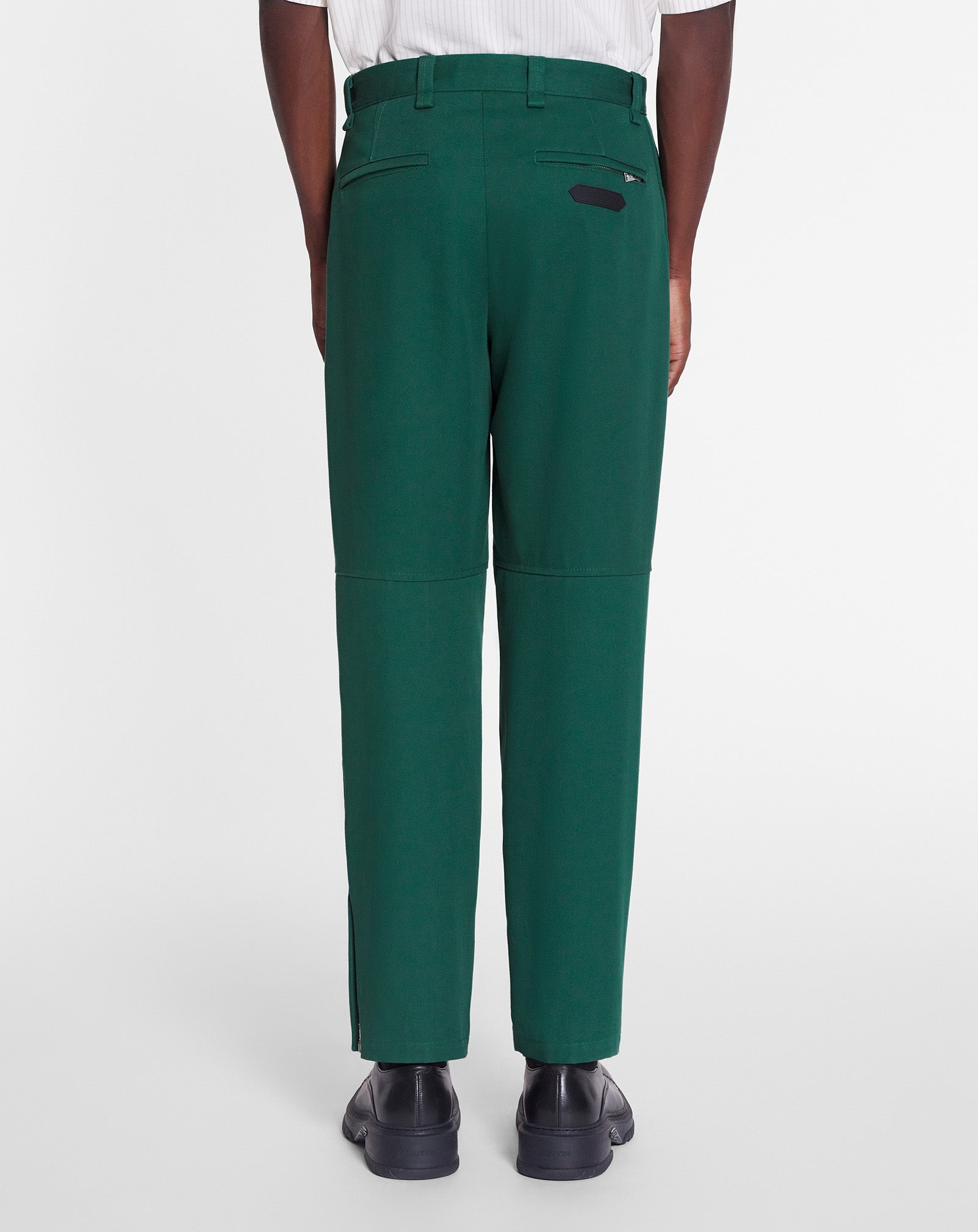 LANVIN MEN'S BOUTEILLE GREEN BIKER TROUSERS