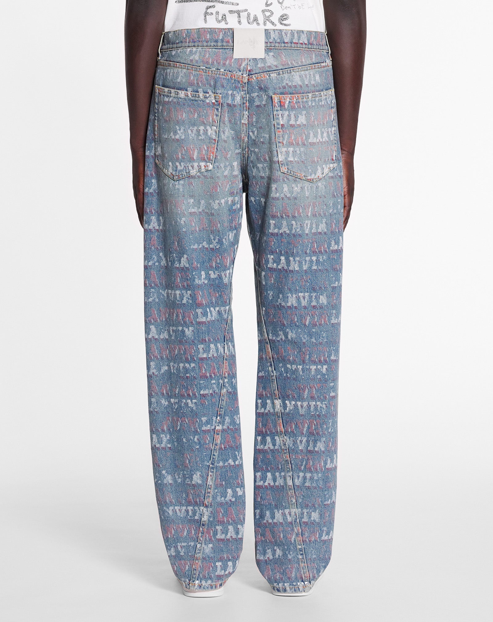 LANVIN MEN'S BLUE PRINTED REGULAR TROUSERS
