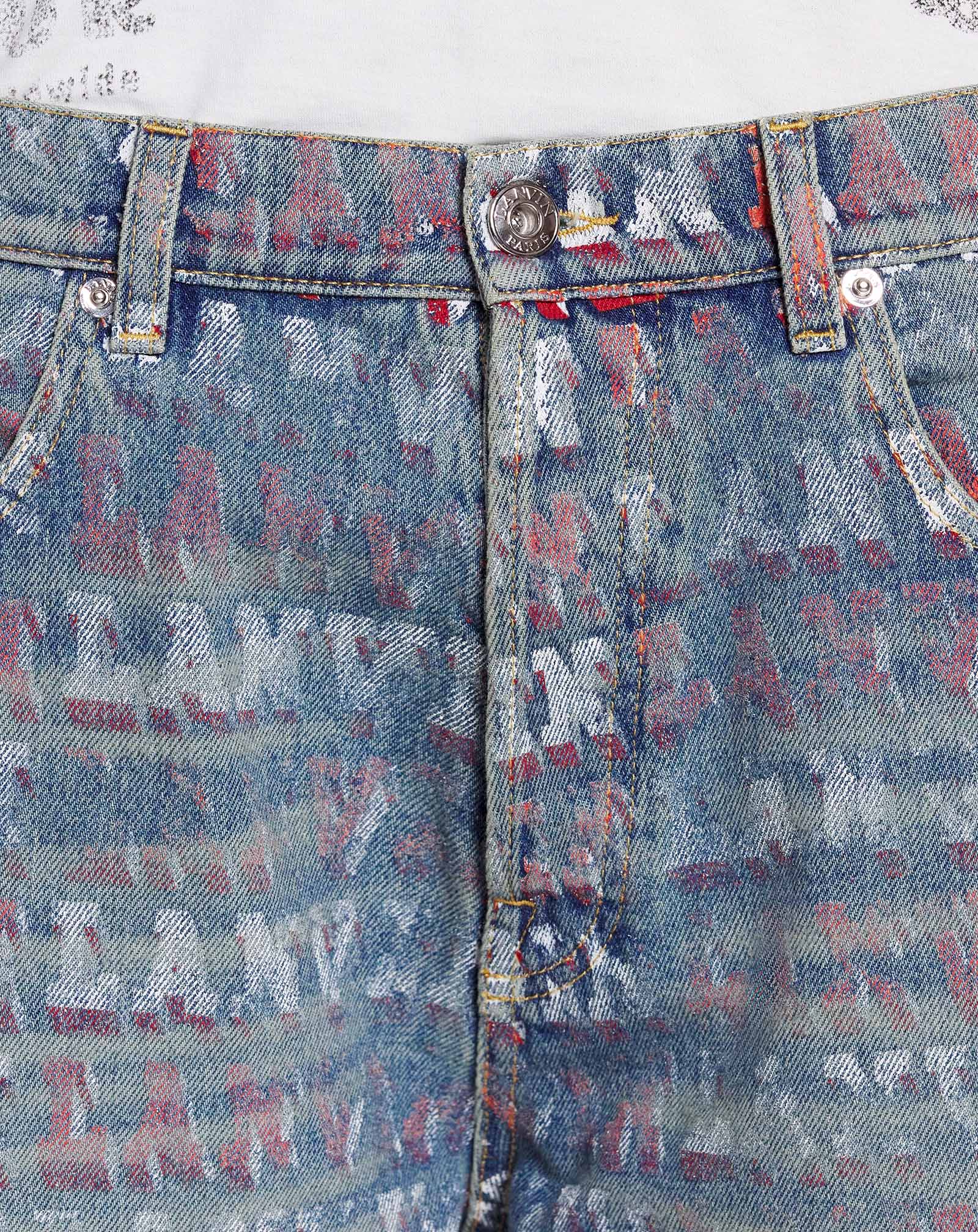 LANVIN MEN'S BLUE PRINTED REGULAR TROUSERS