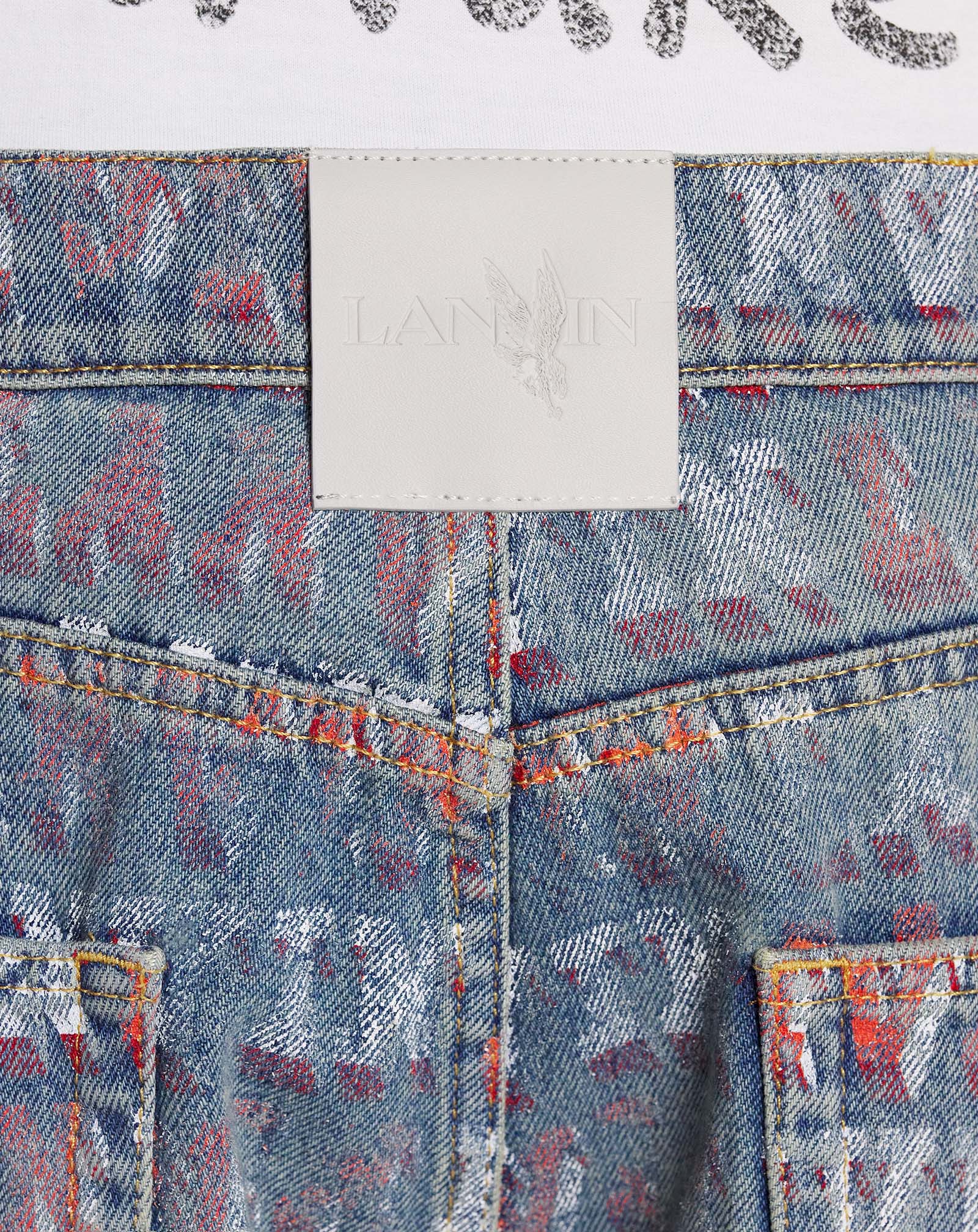 LANVIN MEN'S BLUE PRINTED REGULAR TROUSERS