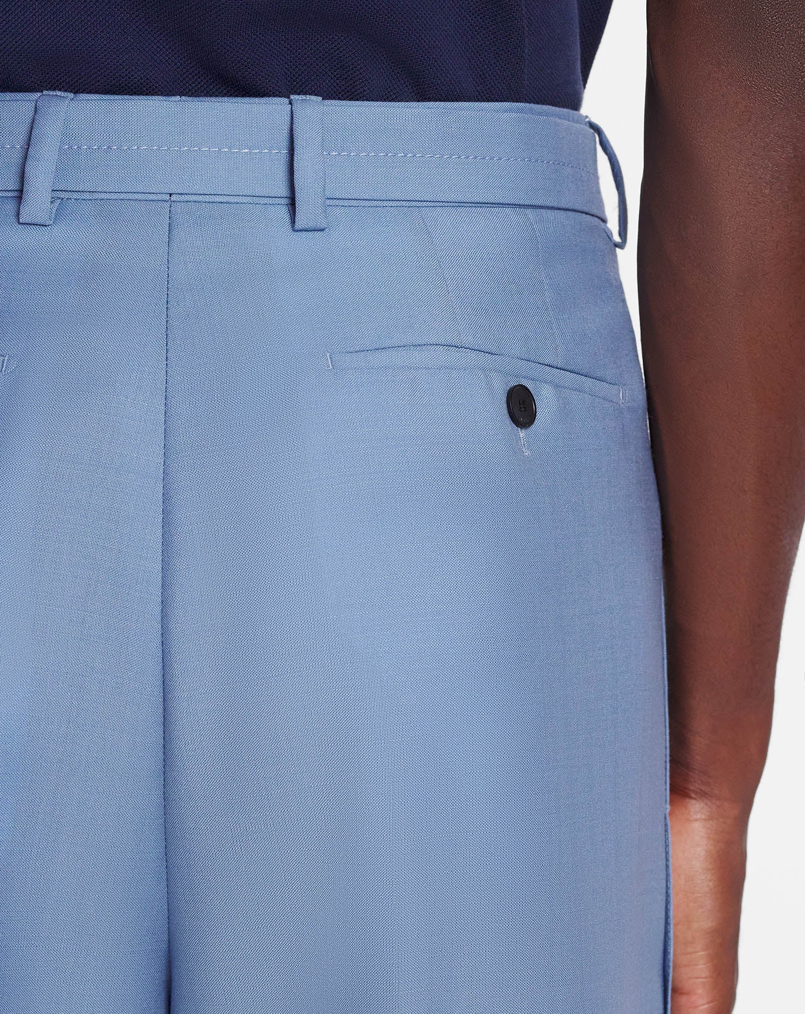 LANVIN MEN'S BLUE VIRGIN WOOL WIDE LEG TROUSERS