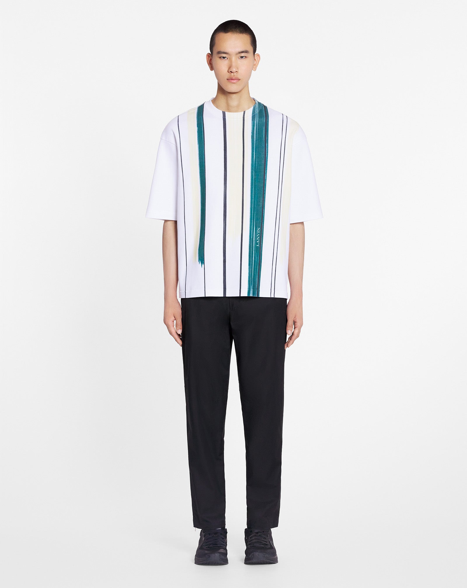 LANVIN MEN'S WHITE PRINTED OVERSIZED T-SHIRT