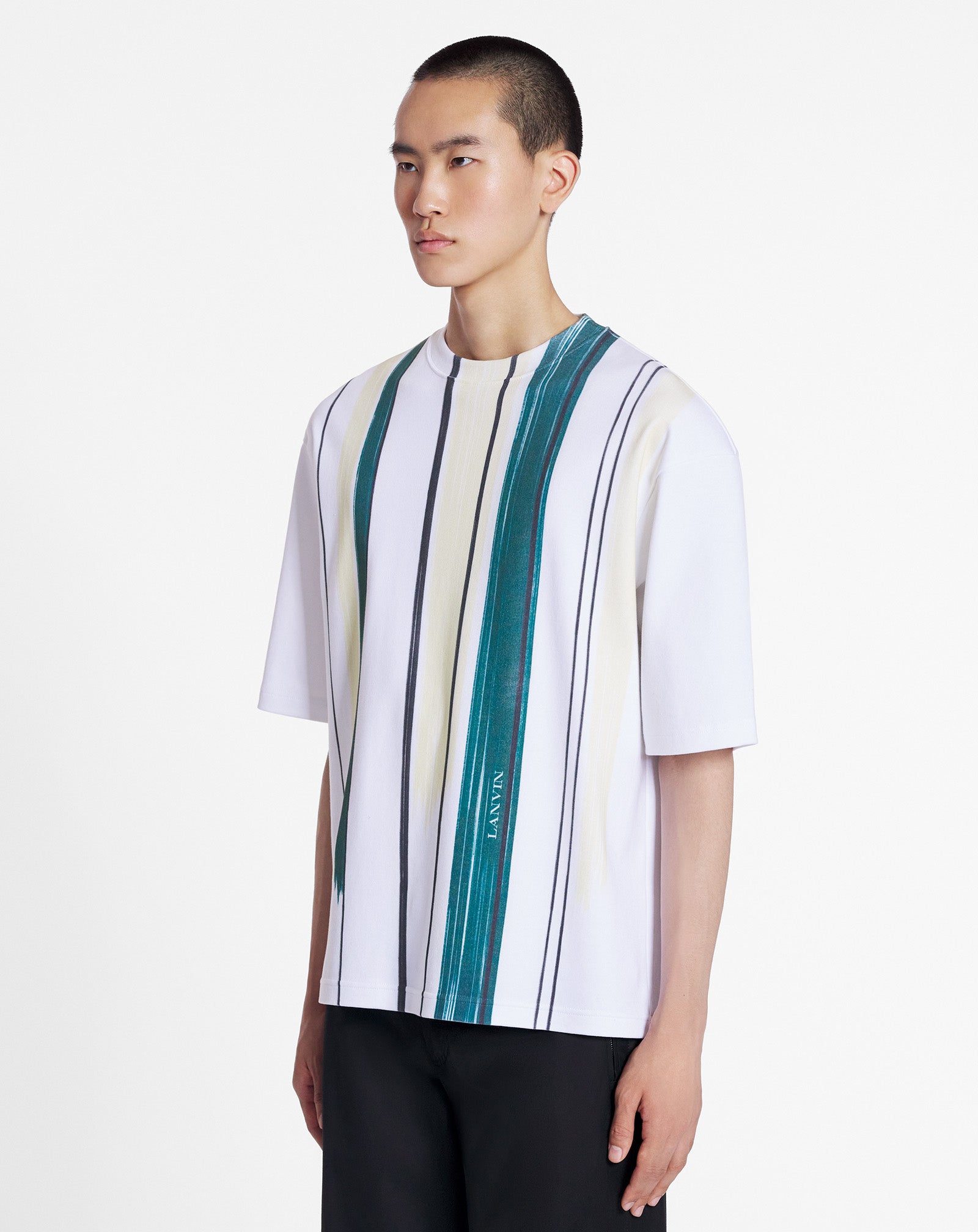LANVIN MEN'S WHITE PRINTED OVERSIZED T-SHIRT