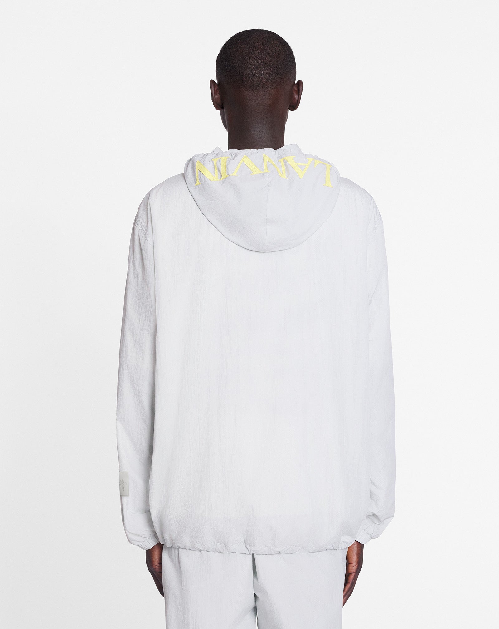 LANVIN UNISEX'S GRAY ZIPPED NYLON HOODIE WITH HOOD