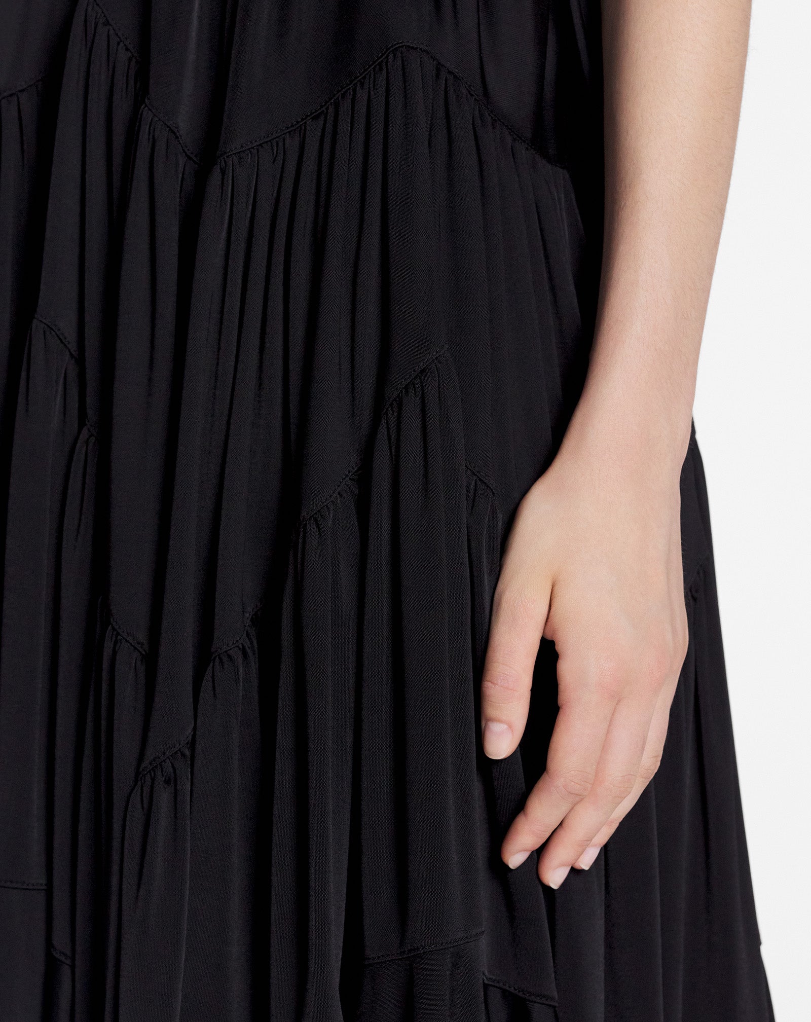 LANVIN WOMEN'S BLACK SLEEVELESS GATHERED SHORT DRESS