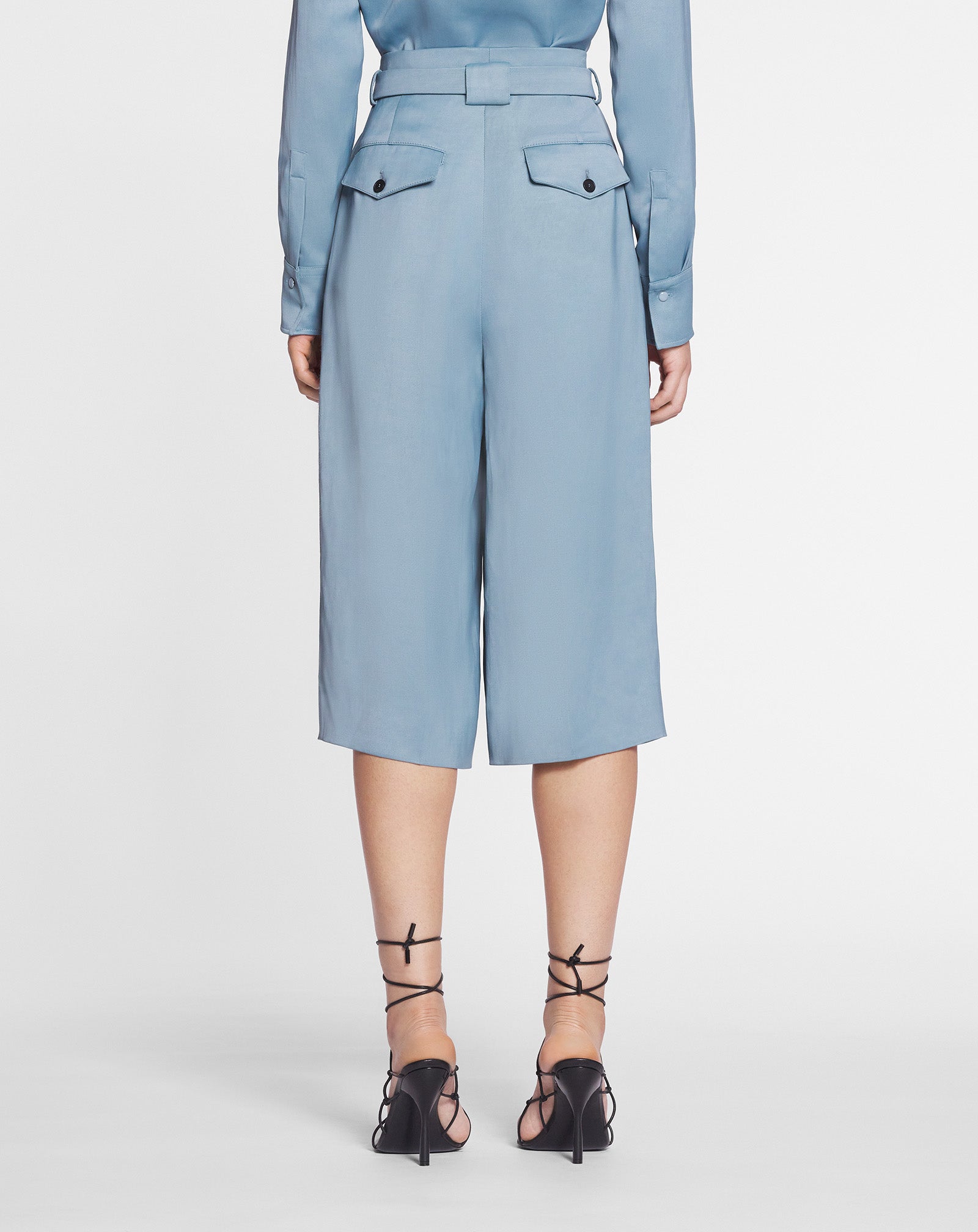 LANVIN WOMEN'S SKY BLUE WIDE-LEG TAILORED TROUSERS