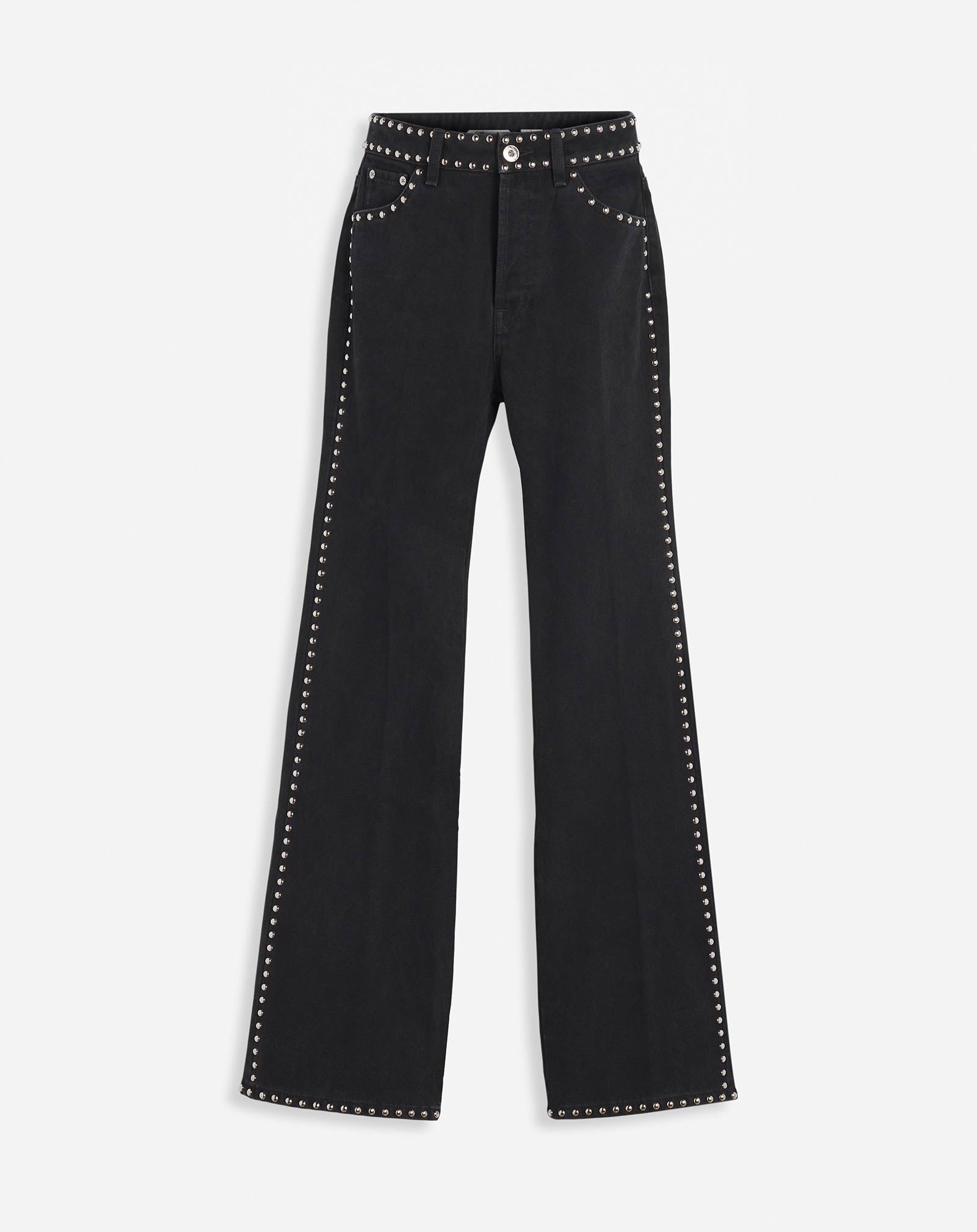 LANVIN WOMEN'S BLACK FLARE TROUSERS WITH STUDS