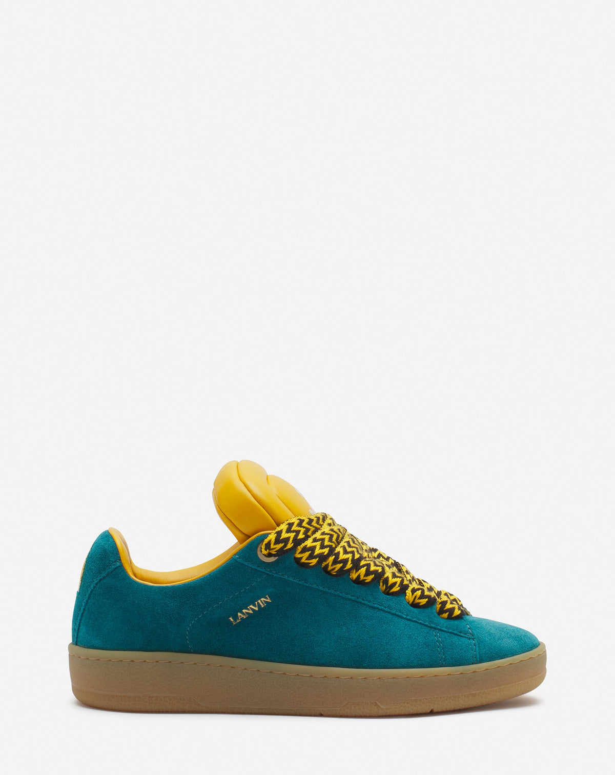 LANVIN WOMEN'S DARK BLUE YELLOW SUEDE SNEAKERS