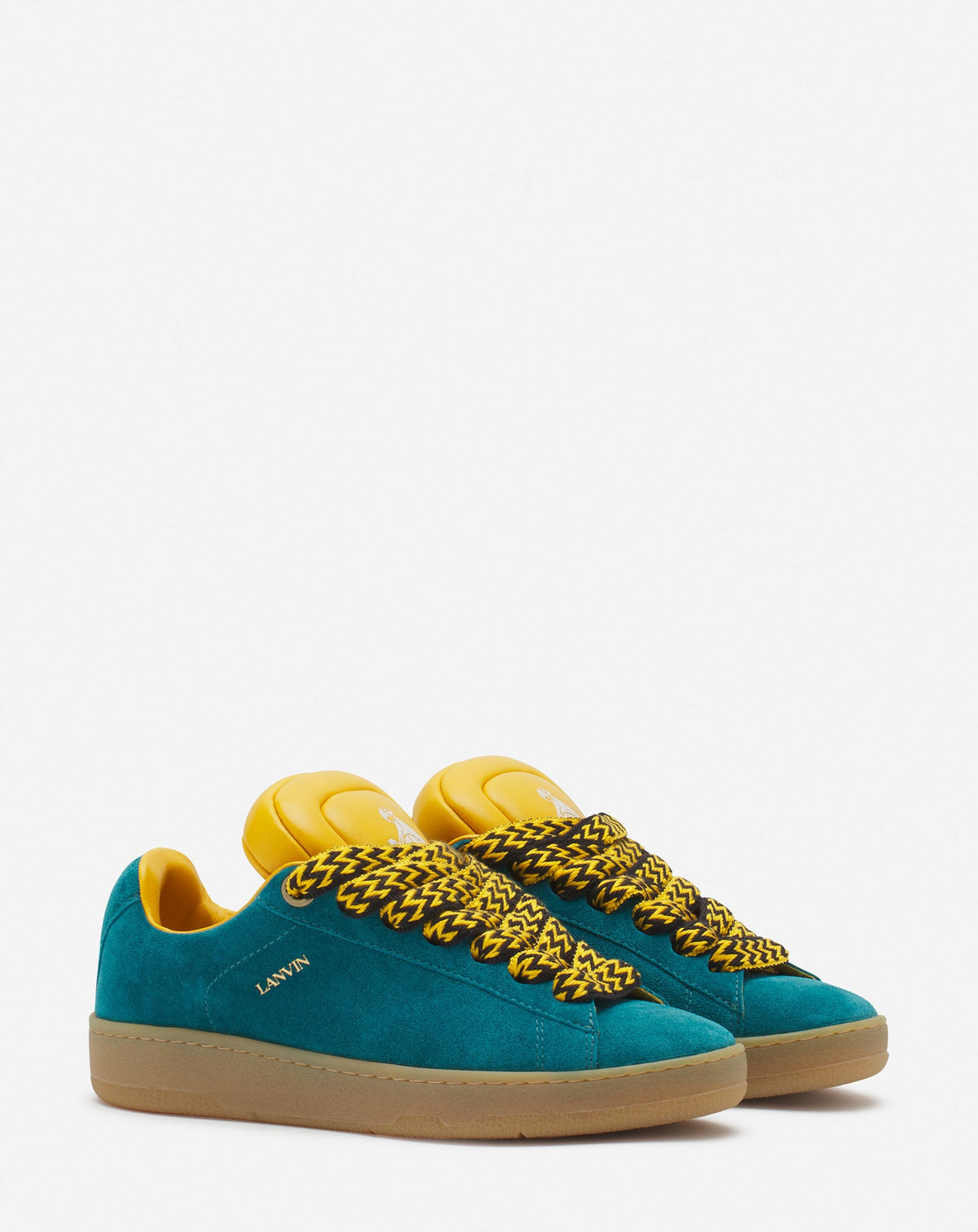 LANVIN WOMEN'S DARK BLUE YELLOW SUEDE SNEAKERS
