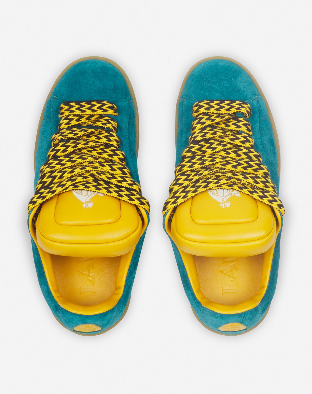 LANVIN WOMEN'S DARK BLUE YELLOW SUEDE SNEAKERS