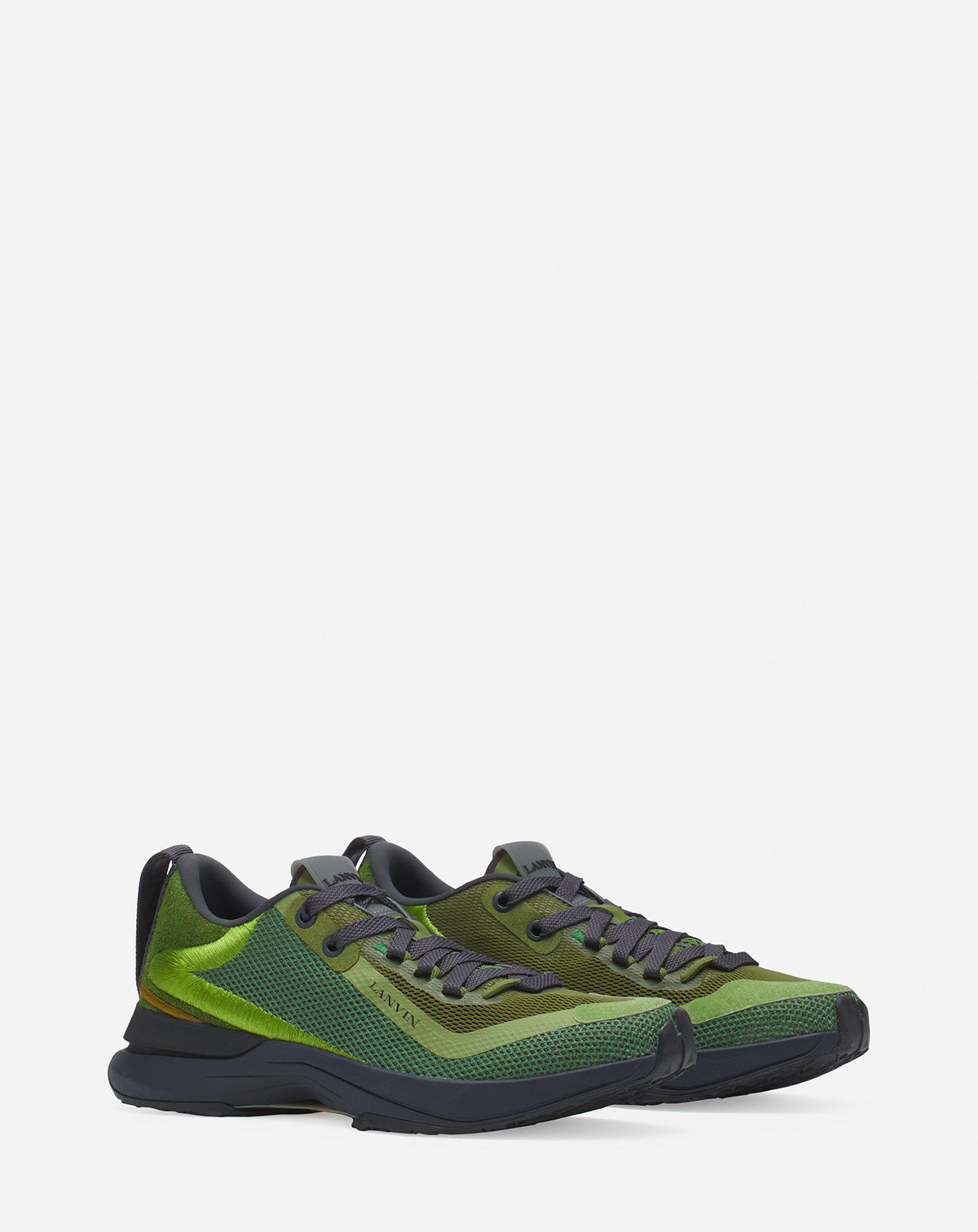 LANVIN MEN'S DARK GREEN RUNNER SNEAKERS