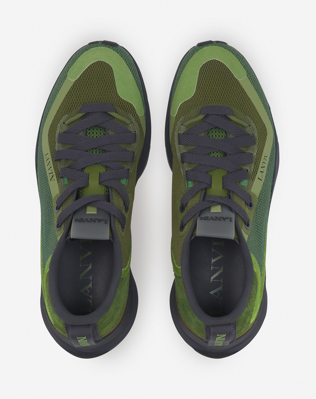 LANVIN MEN'S DARK GREEN RUNNER SNEAKERS