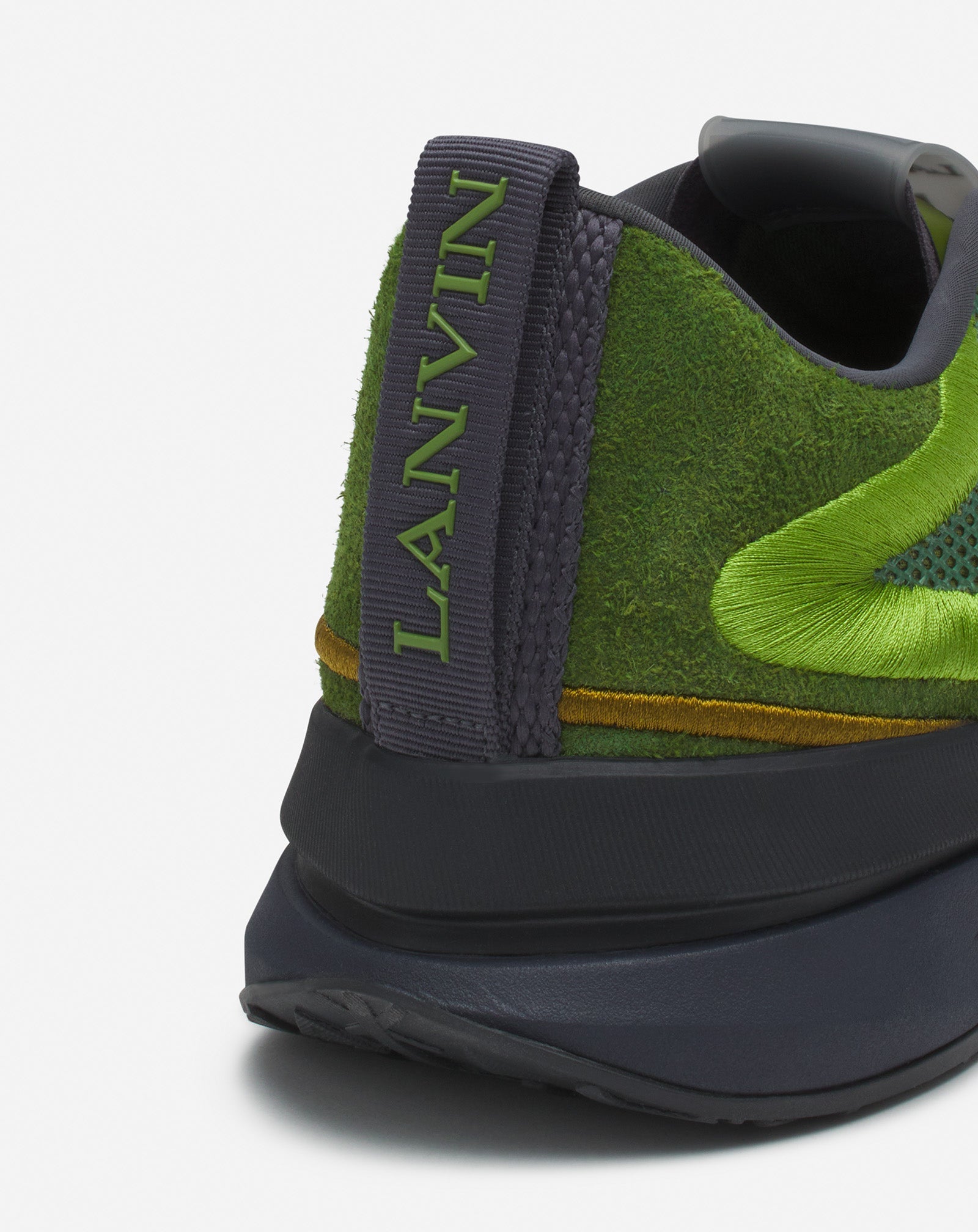LANVIN MEN'S DARK GREEN RUNNER SNEAKERS