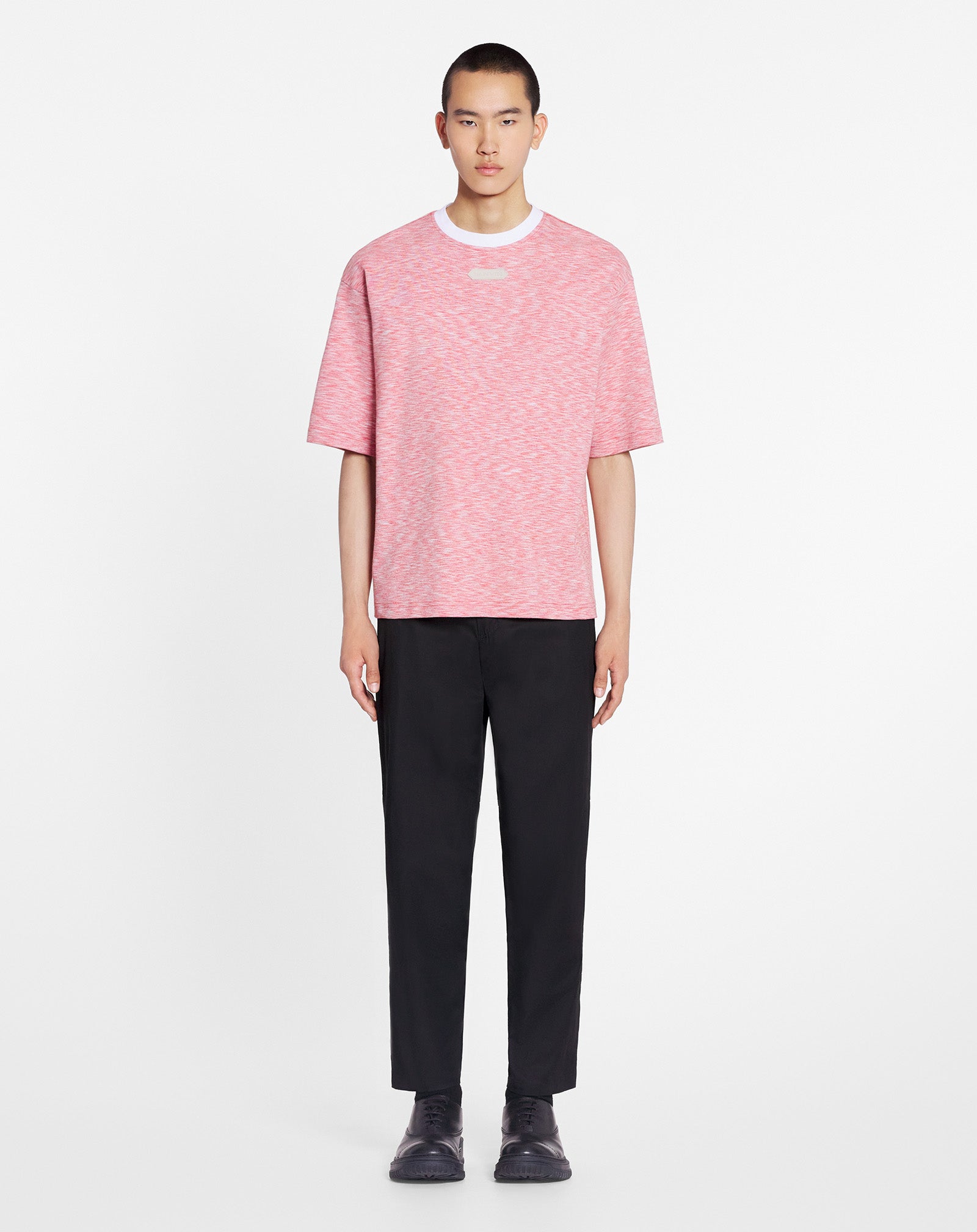 LANVIN MEN'S PINK CHINÉ KNIT T-SHIRT