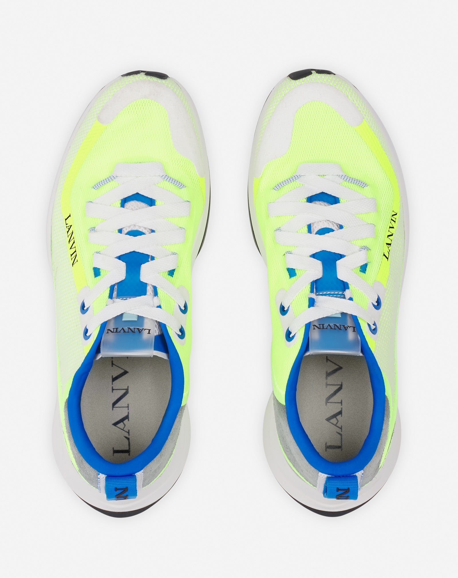 LANVIN MEN'S WHITE AND GREEN RUNNER SNEAKERS