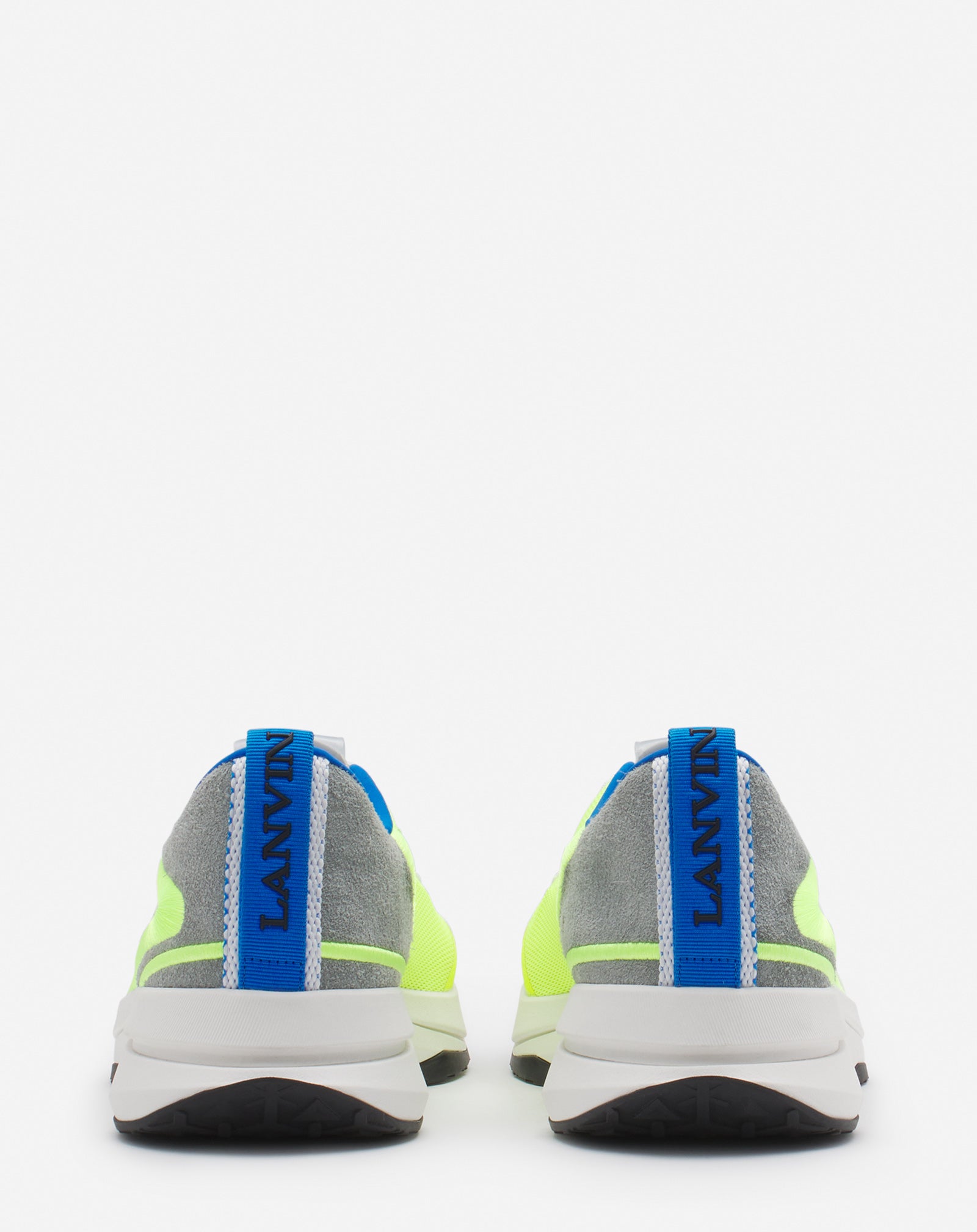 LANVIN MEN'S WHITE AND GREEN RUNNER SNEAKERS