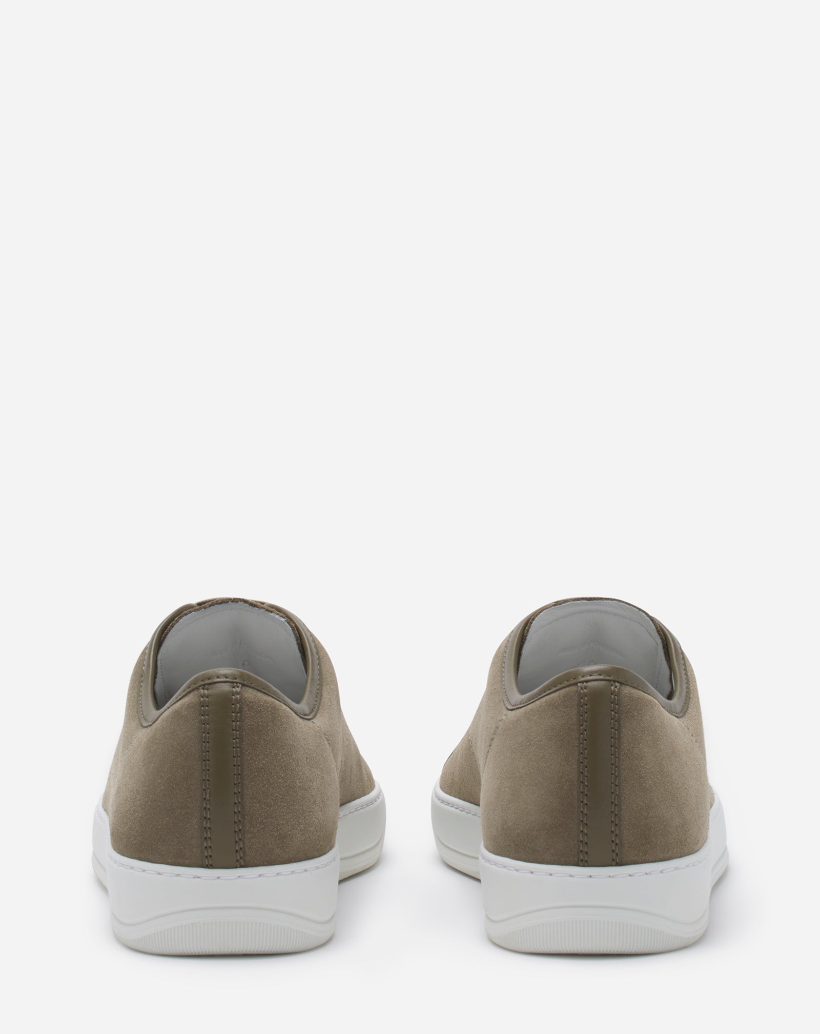LANVIN MEN'S TAUPE LEATHER LOW-TOP SNEAKERS