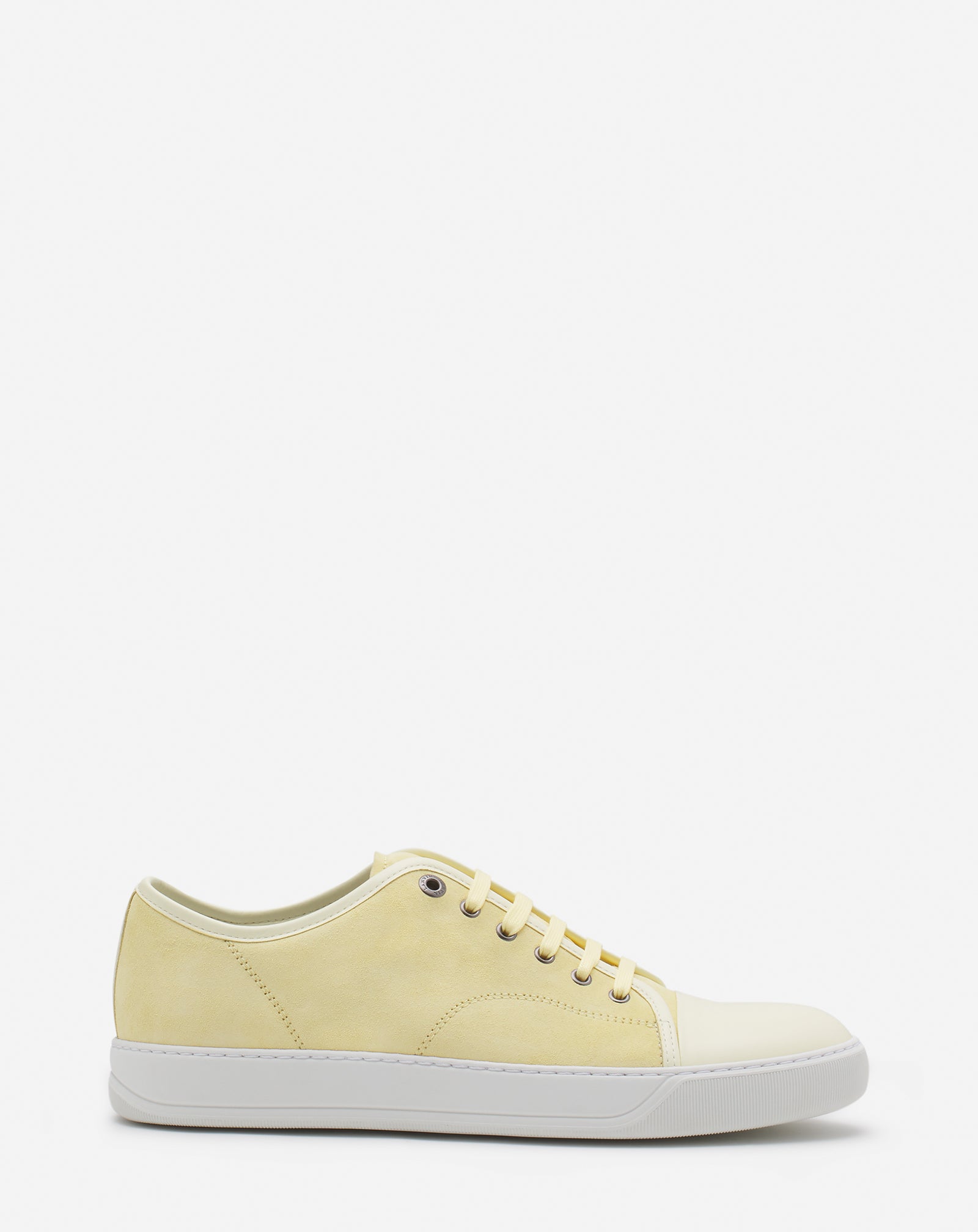 LANVIN MEN'S YELLOW LEATHER LOW-TOP SNEAKERS