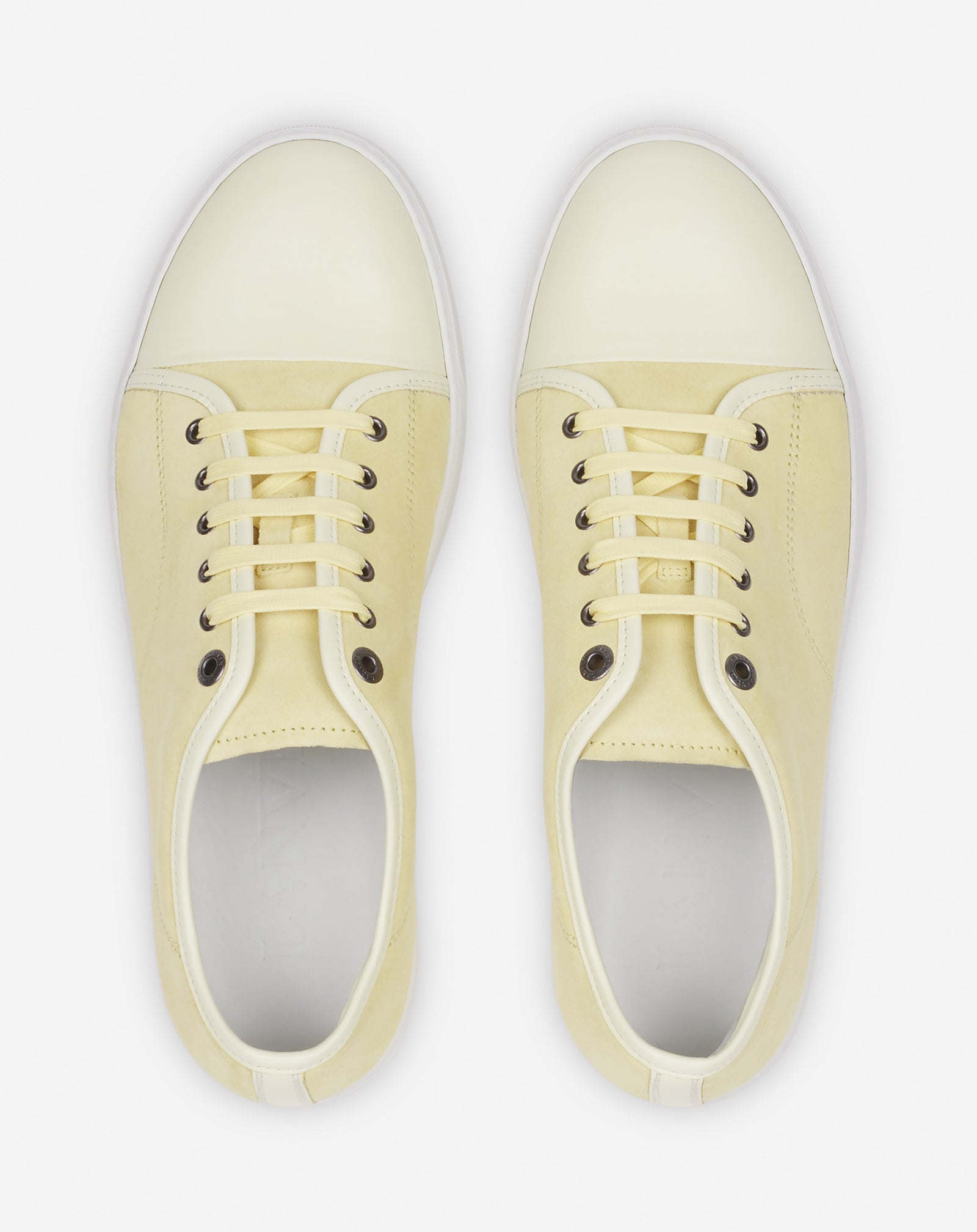 LANVIN MEN'S YELLOW LEATHER LOW-TOP SNEAKERS