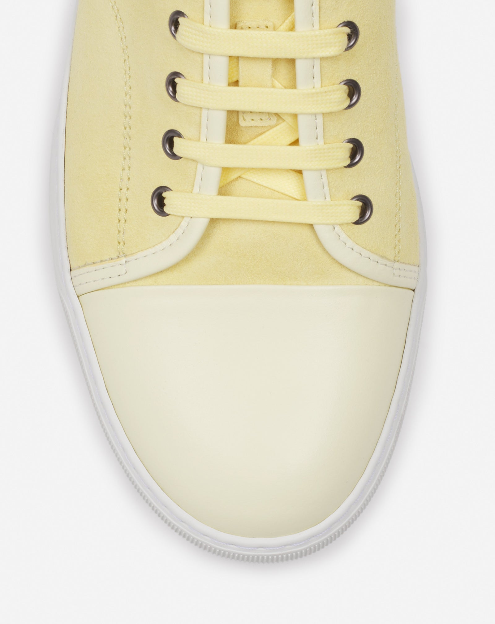 LANVIN MEN'S YELLOW LEATHER LOW-TOP SNEAKERS