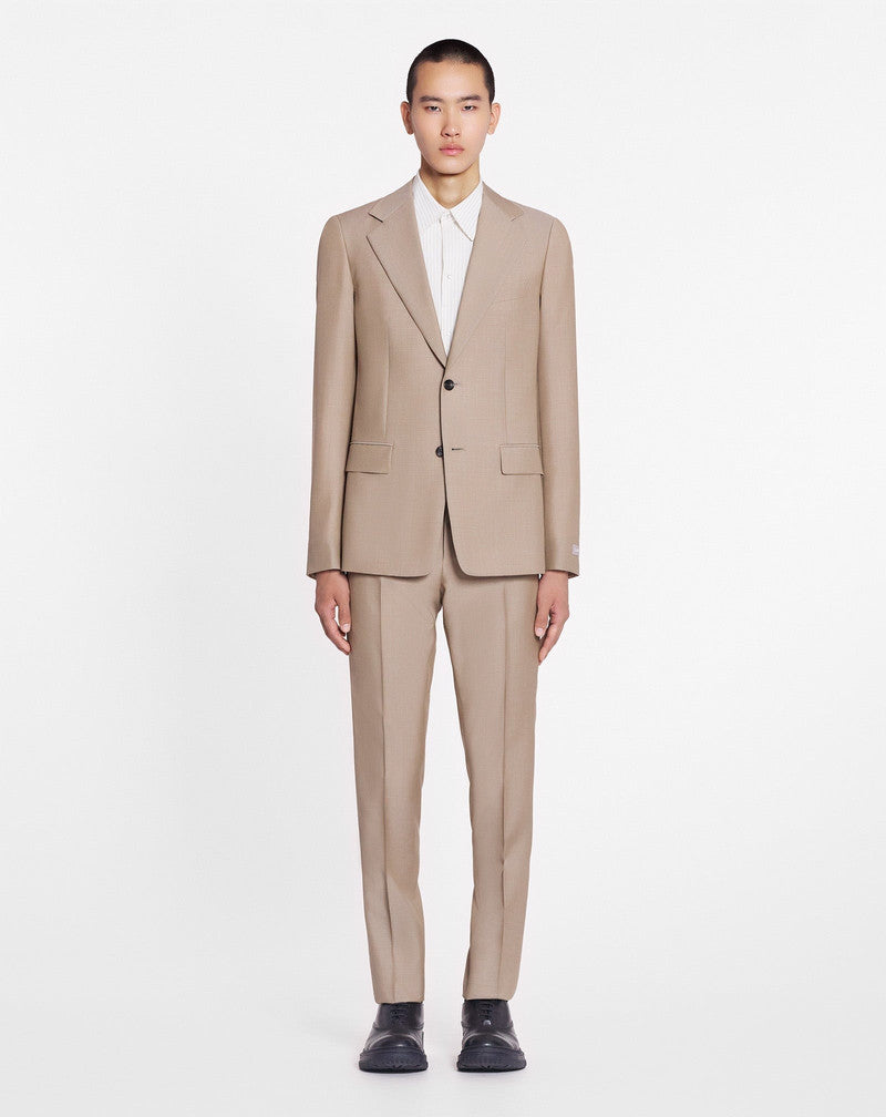LANVIN MEN'S BEIGE WOOL SINGLE-BREASTED JACKET