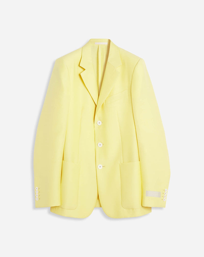 LANVIN MEN'S YELLOW SILK WOOL SINGLE-BREASTED JACKET