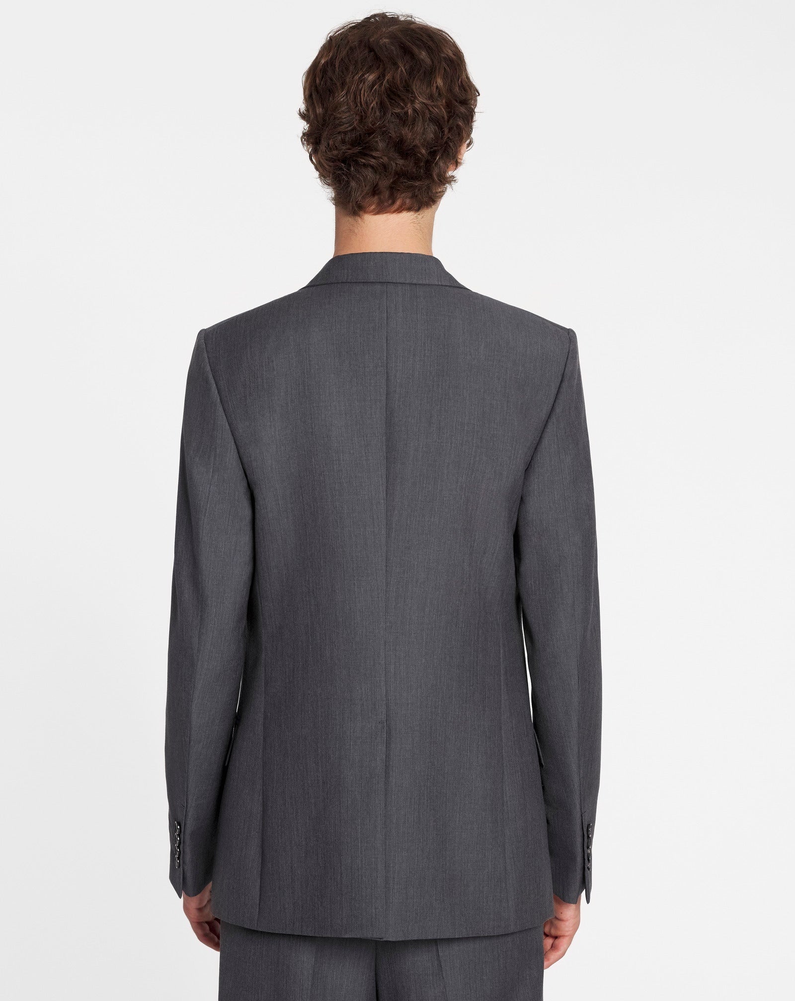 LANVIN MEN'S DARK GRAY WOOL SINGLE-BREASTED JACKET