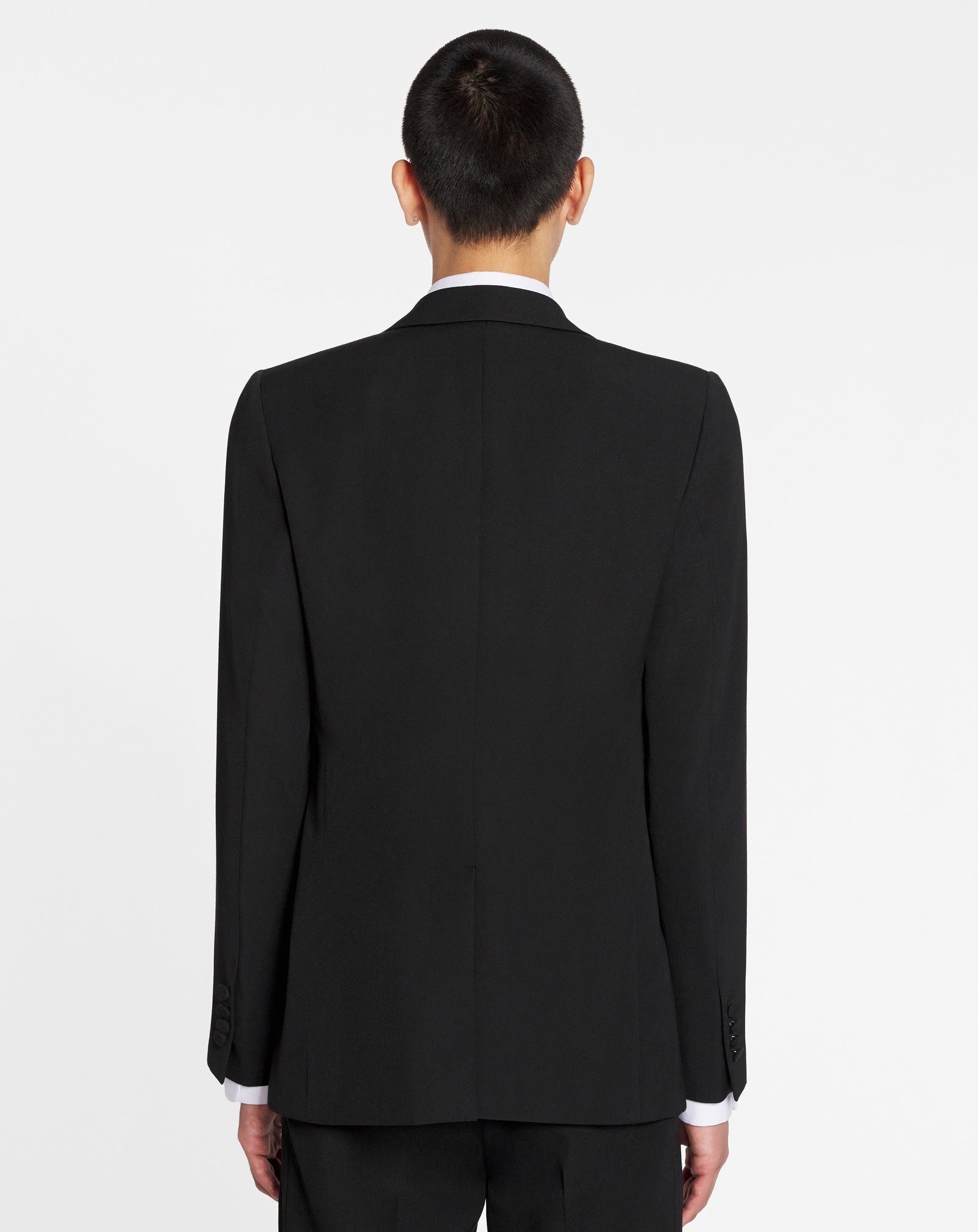LANVIN MEN'S BLACK VIRGIN WOOL SINGLE-BREASTED JACKET