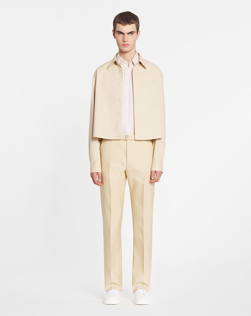 LANVIN MEN'S SABLE BELTED STRAIGHT LEG TROUSERS