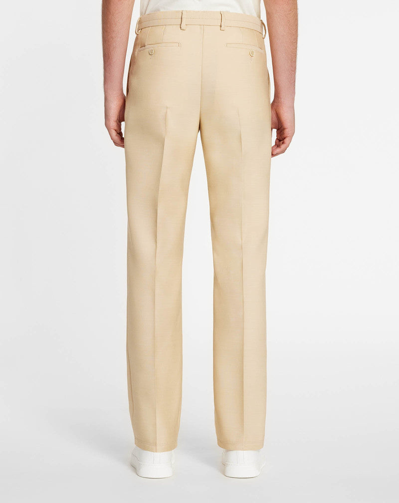 LANVIN MEN'S SABLE BELTED STRAIGHT LEG TROUSERS