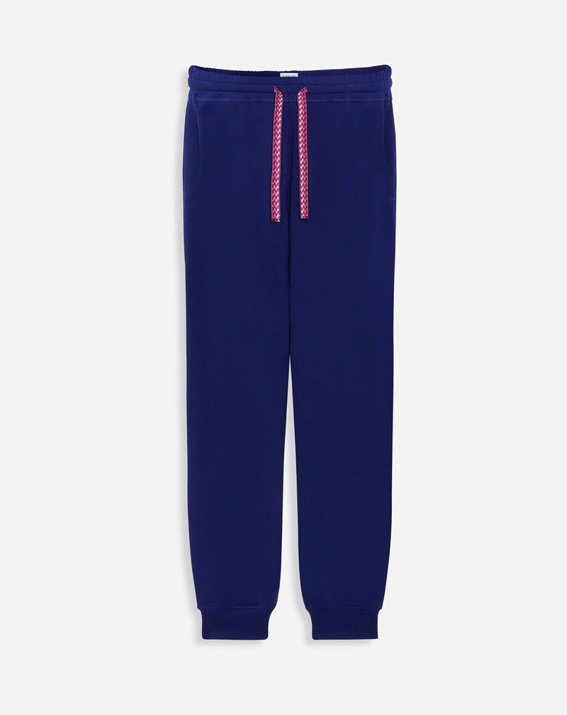 LANVIN MEN'S MAJORELLE BLUE JOGGERS WITH LACE DETAIL