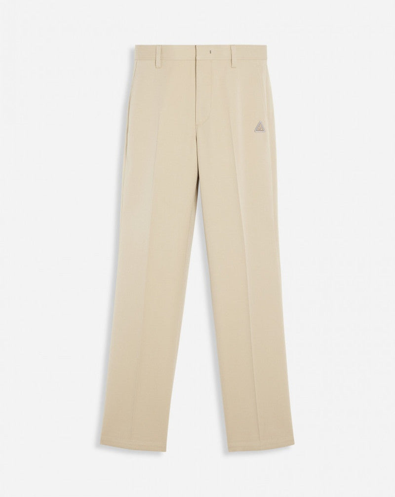 LANVIN MEN'S BEIGE WOOL STRAIGHT TROUSERS