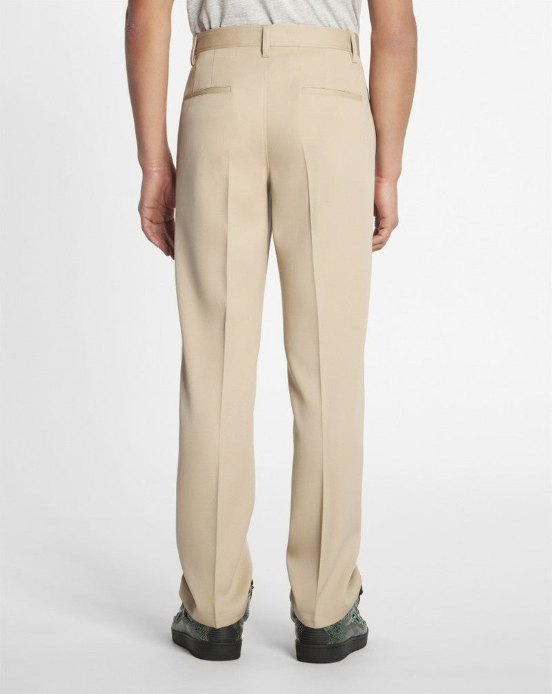 LANVIN MEN'S BEIGE WOOL STRAIGHT TROUSERS