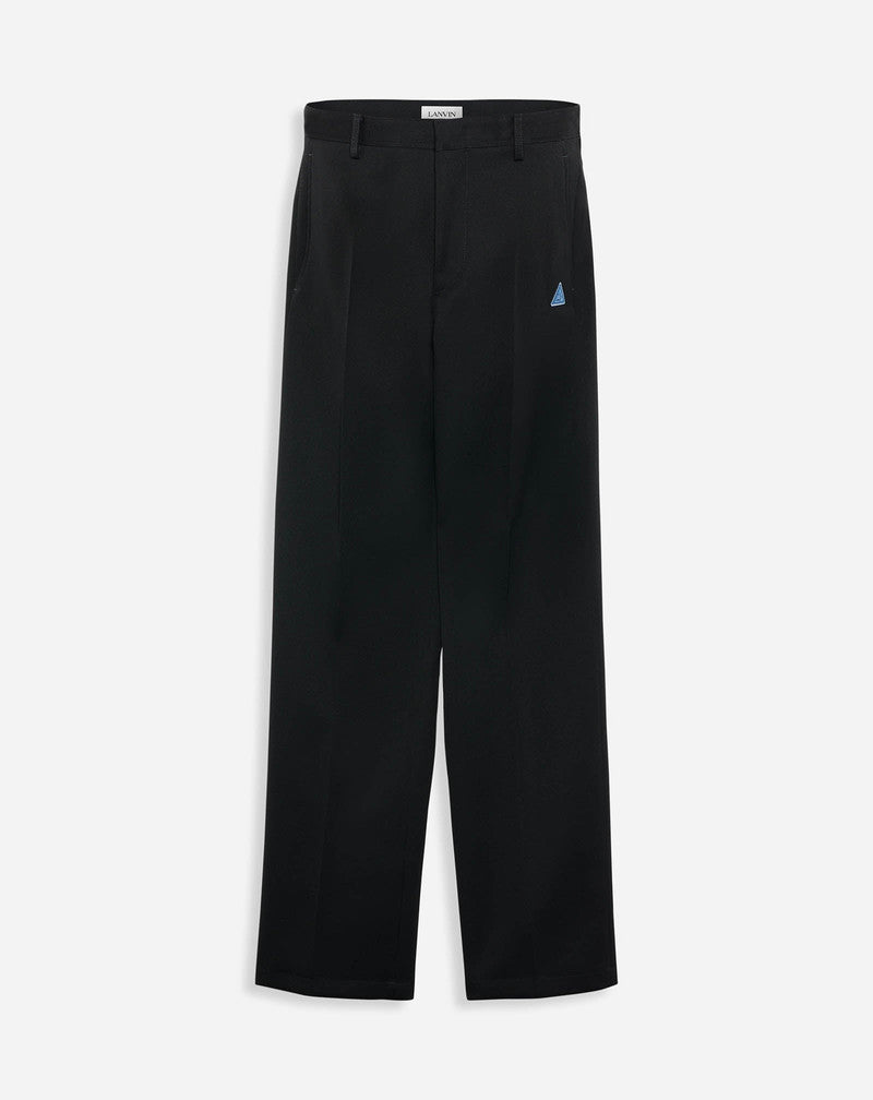 LANVIN MEN'S BLACK WOOL STRAIGHT TROUSERS