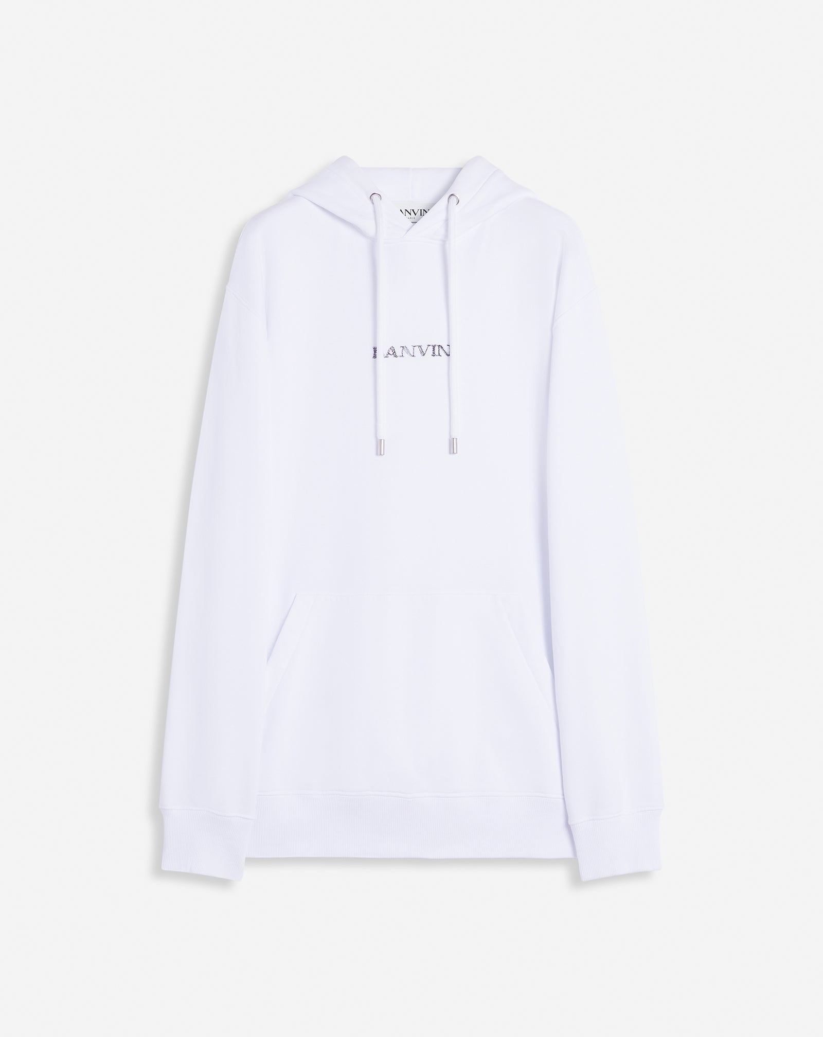 LANVIN UNISEX'S OPTIC WHITE EMBROIDERED OVERSIZED HOODIE