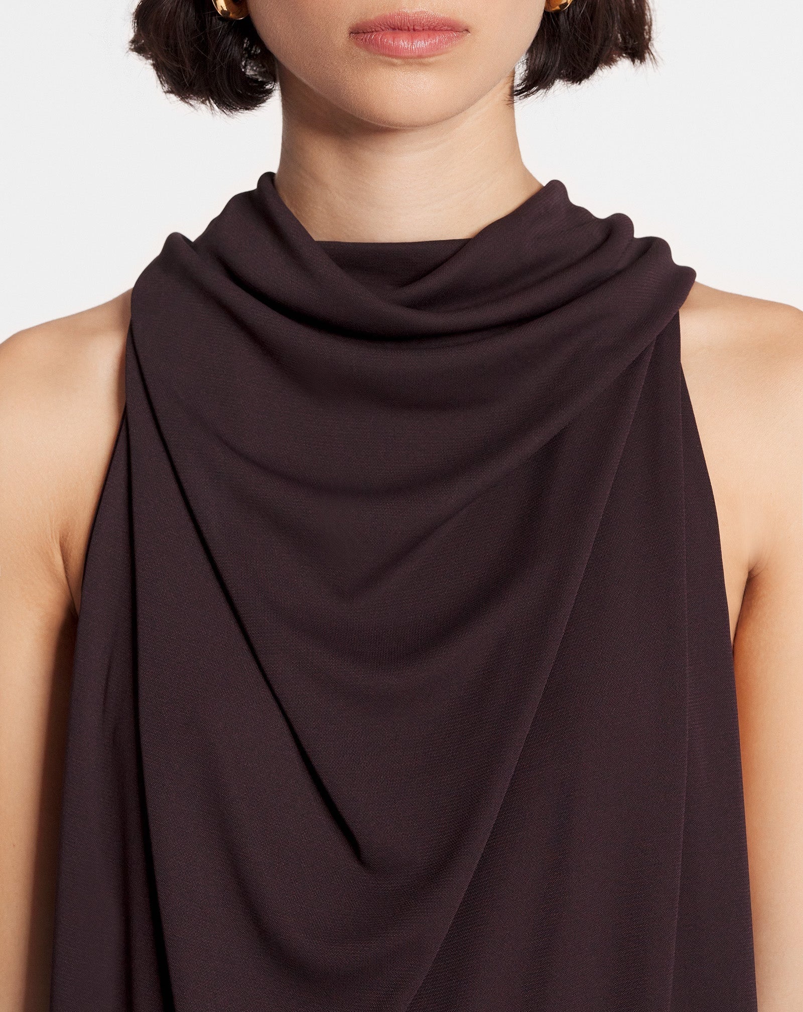 LANVIN WOMEN'S DARK BROWN TWISTED BACK DRESS