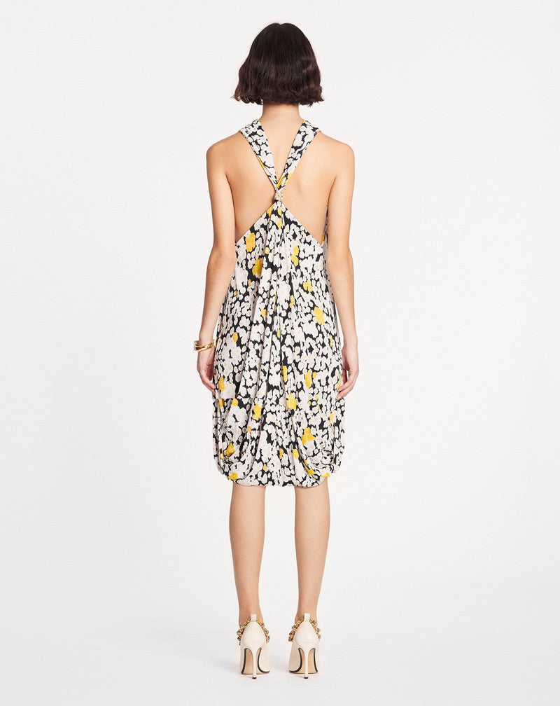 LANVIN WOMEN'S FLORAL KNEE-LENGTH TWISTED BACK DRESS