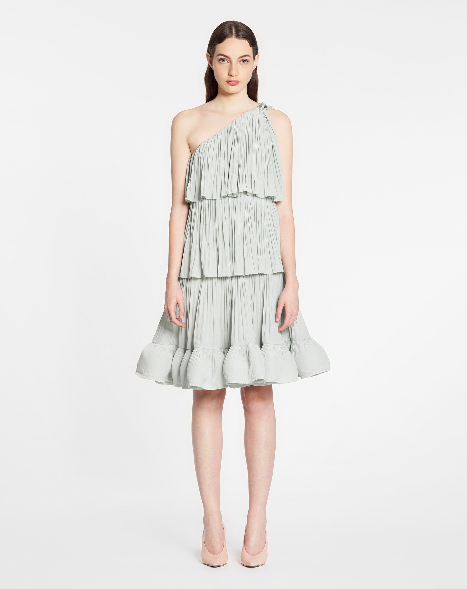 LANVIN WOMEN'S SAGE ASYMMETRIC RUFFLED LAYERED DRESS