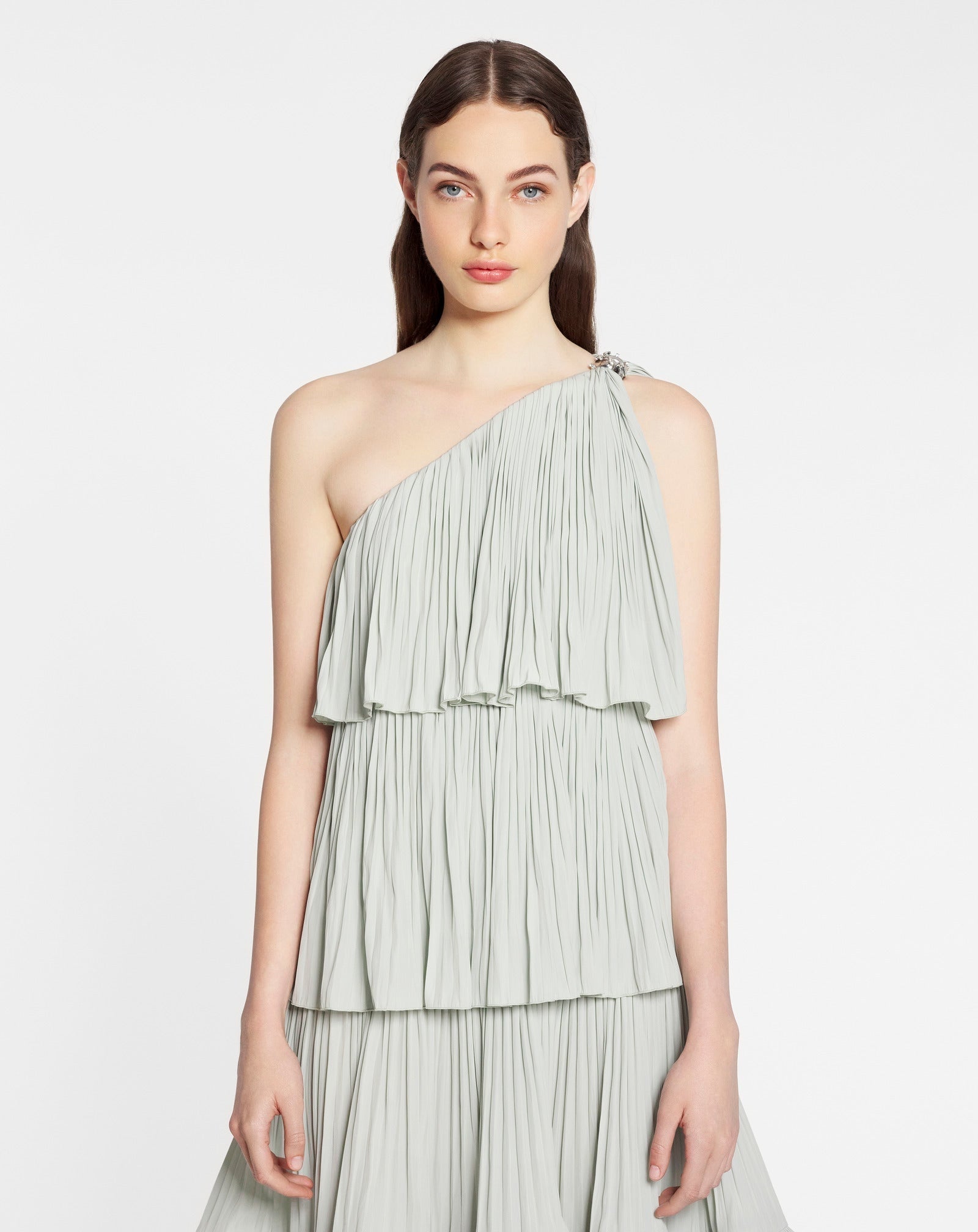 LANVIN WOMEN'S SAGE ASYMMETRIC RUFFLED LAYERED DRESS