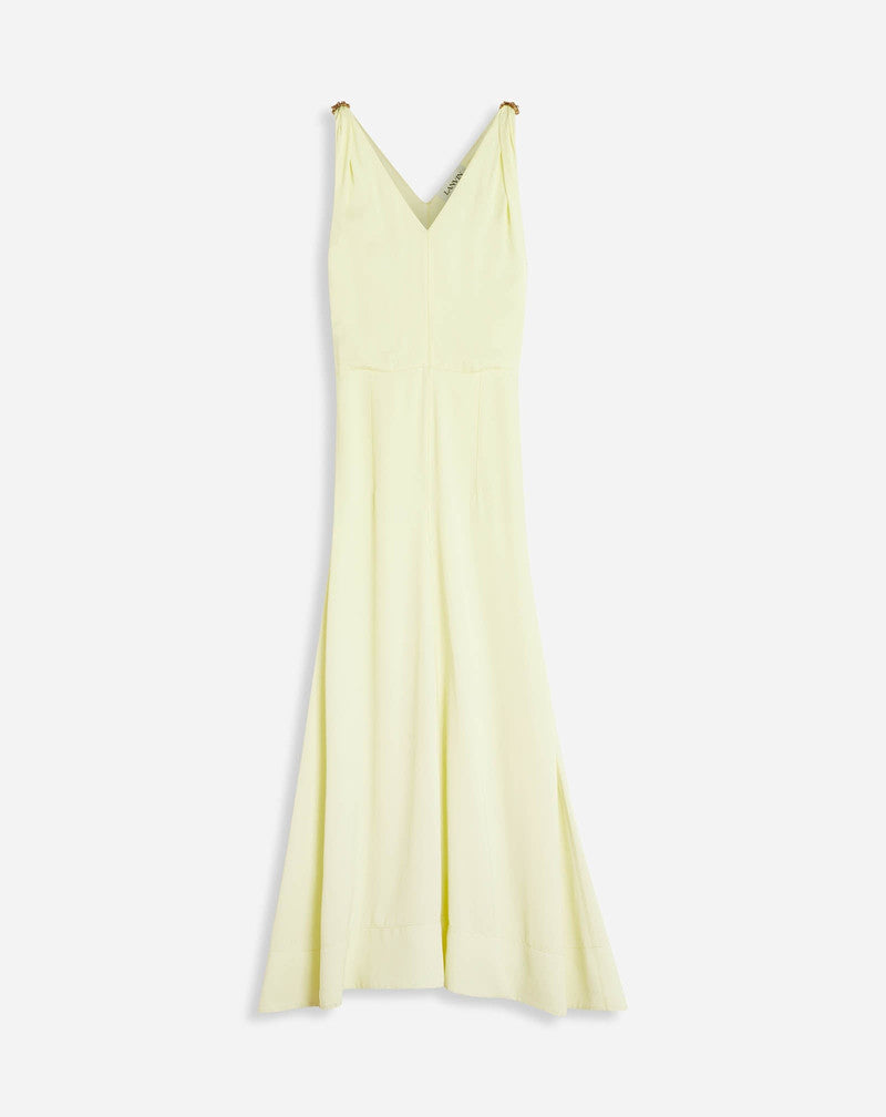 LANVIN WOMEN'S CITRON SLEEVELESS V-NECK MIDI DRESS