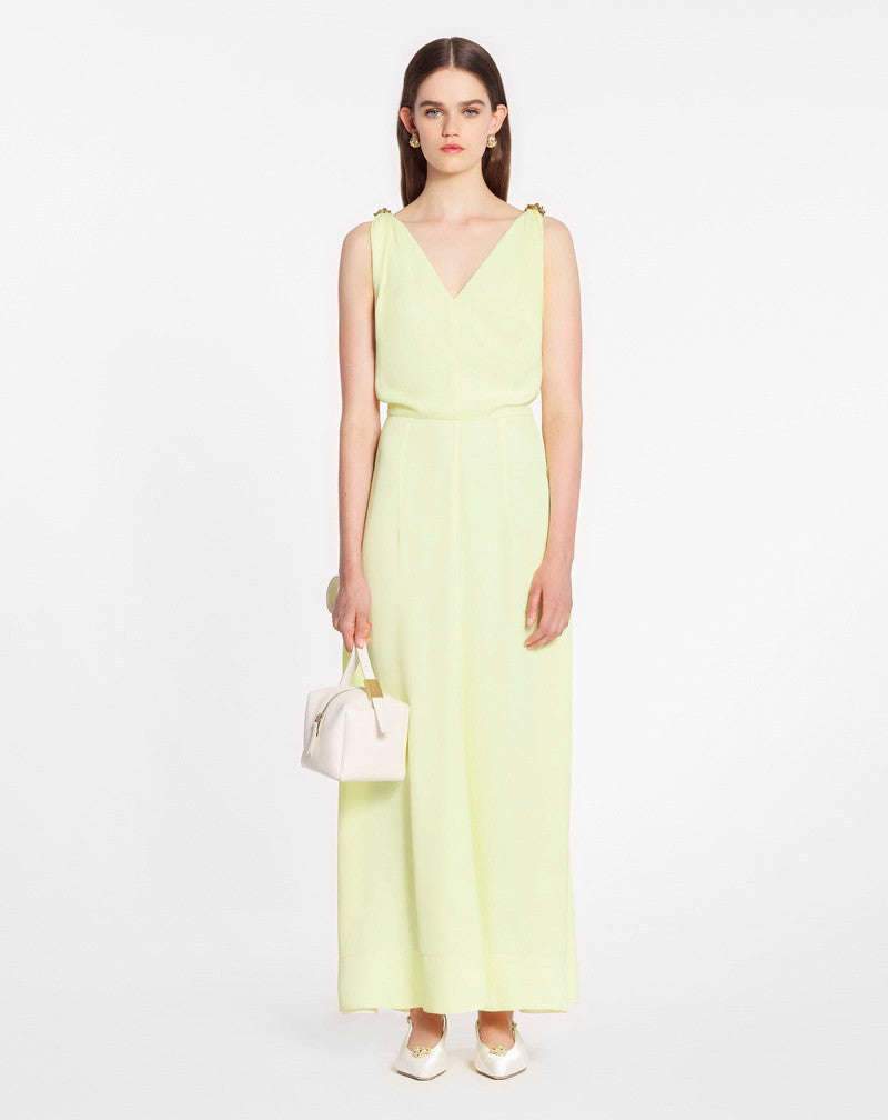 LANVIN WOMEN'S CITRON SLEEVELESS V-NECK MIDI DRESS