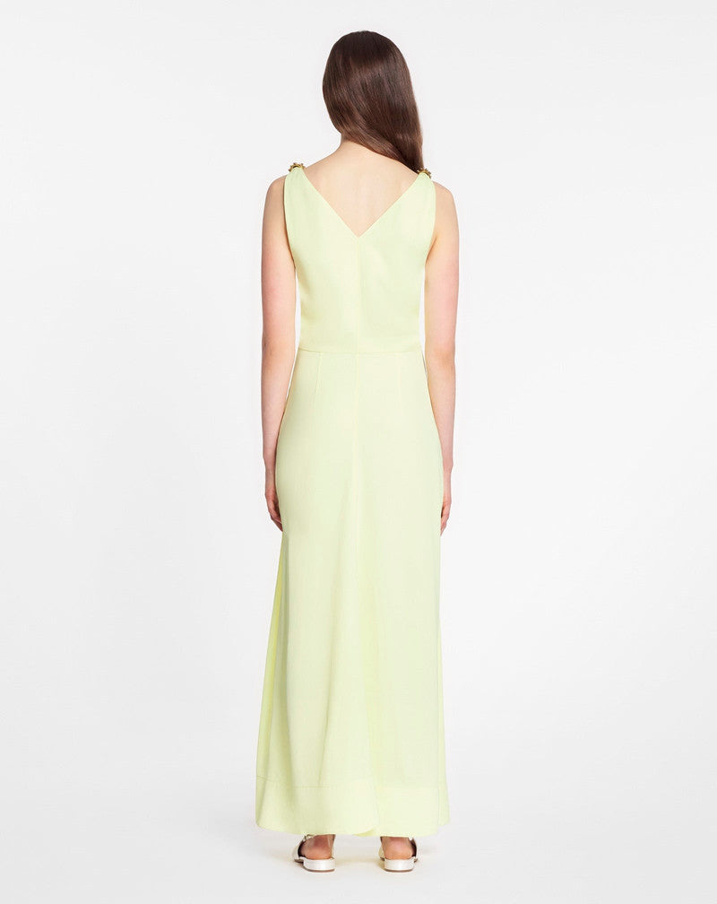 LANVIN WOMEN'S CITRON SLEEVELESS V-NECK MIDI DRESS