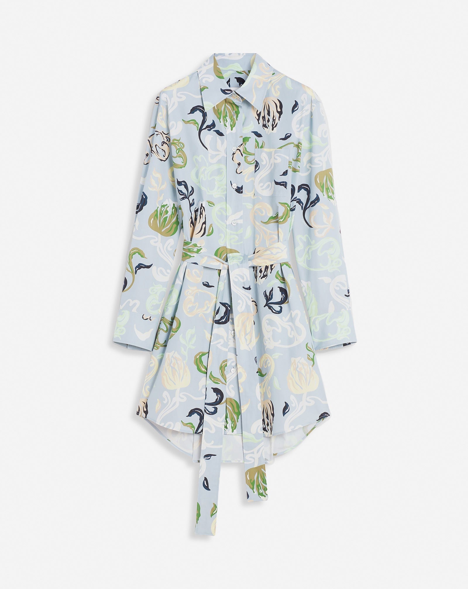LANVIN WOMEN'S AZUR ABSTRACT PRINT TIE-WAIST DRESS