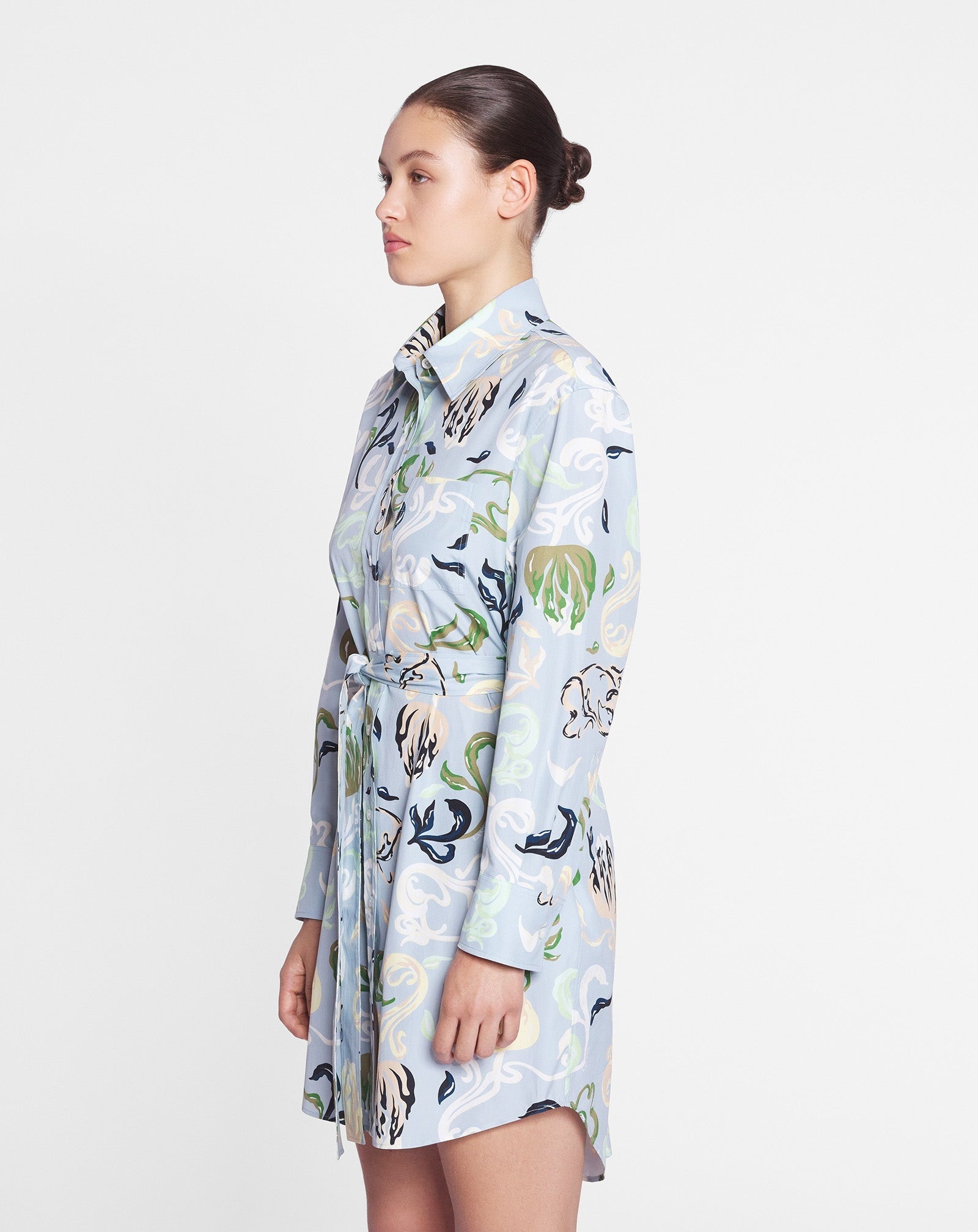 LANVIN WOMEN'S AZUR ABSTRACT PRINT TIE-WAIST DRESS