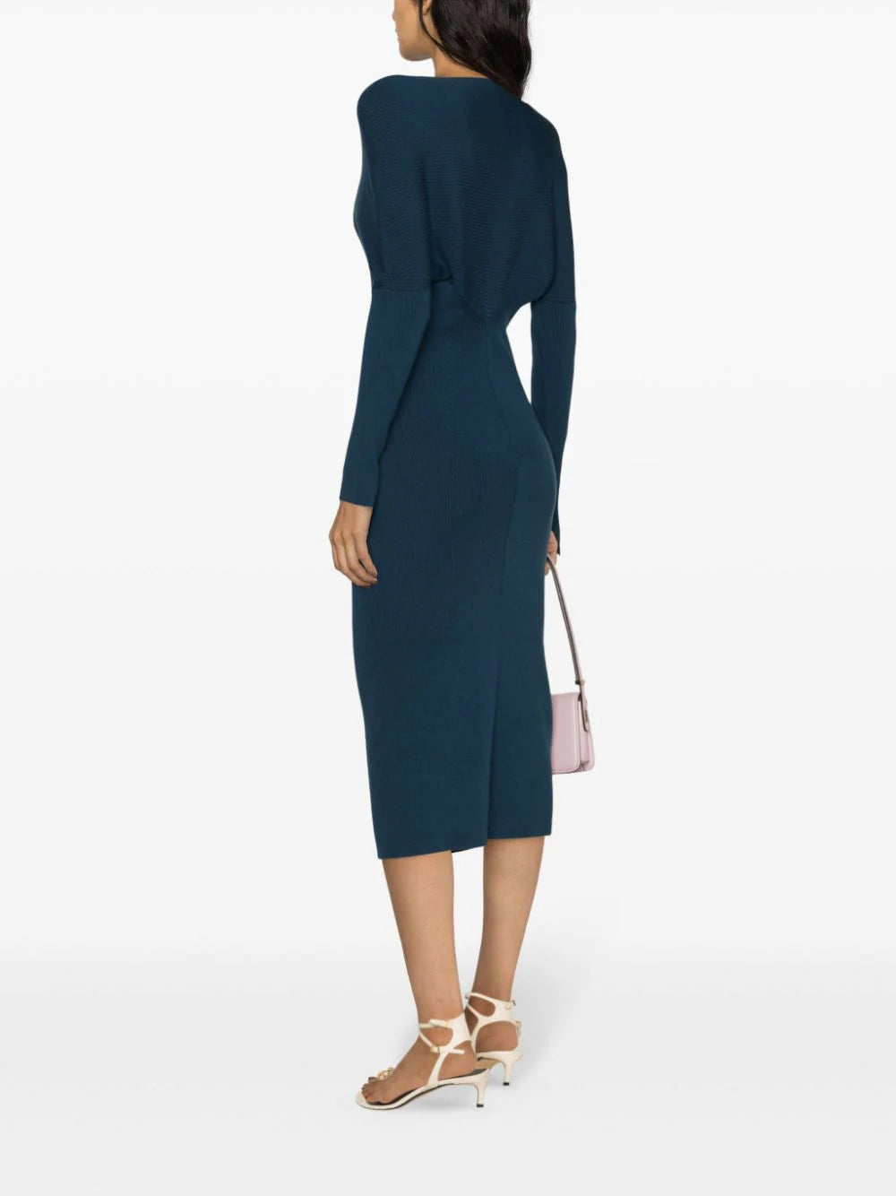 LANVIN WOMEN'S SAPPHIRE RIBBED LONG BUTTONED DRESS